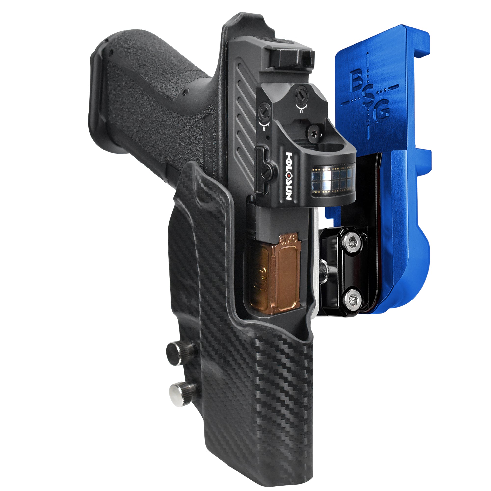 Shadow Systems MR920 IPSC/USPA Quick Mount Ball Joint Holster with Blue Belt Attachment, Carbon Fiber Holster Shell
