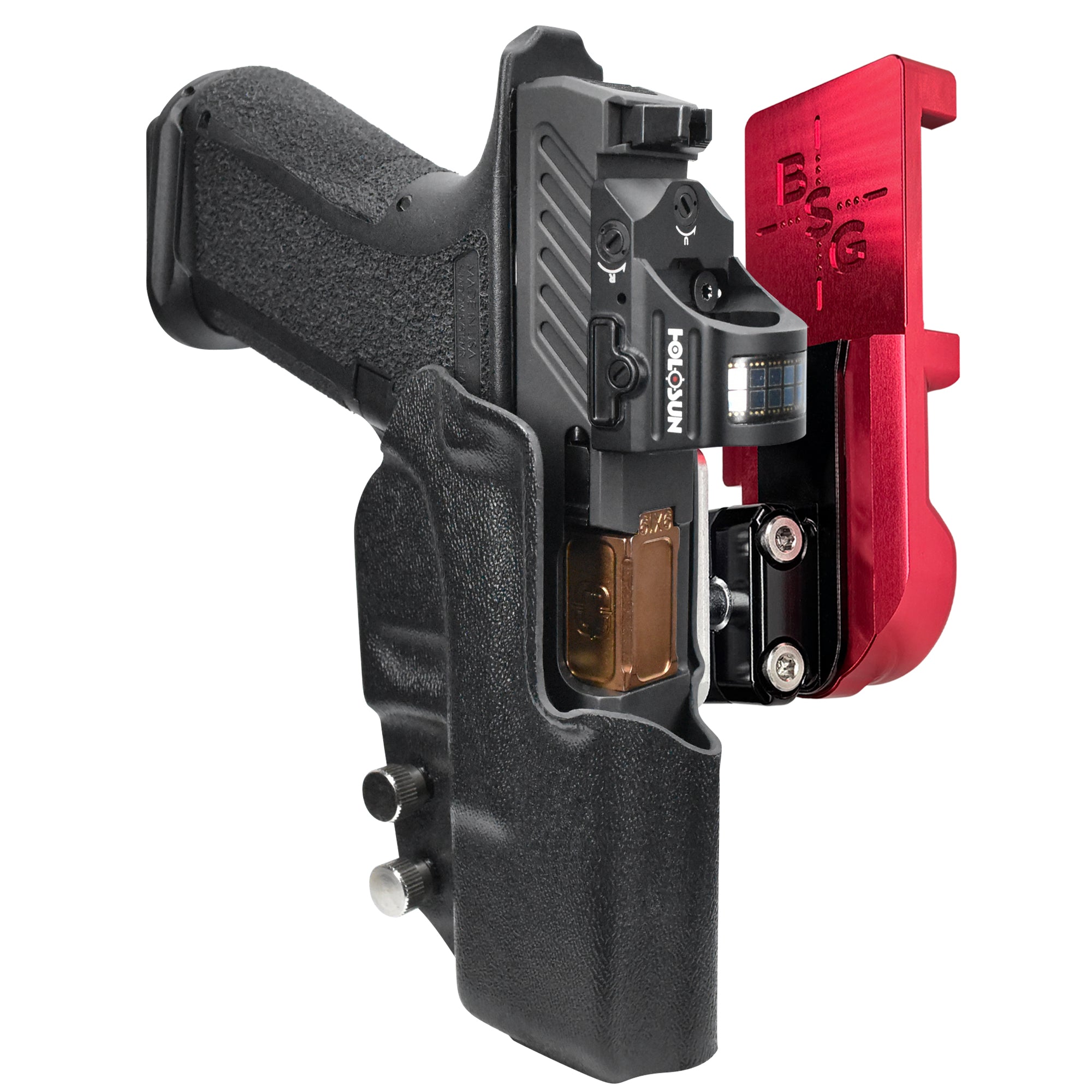 Shadow Systems MR920 IPSC/USPA Quick Mount Ball Joint Holster with Red Belt Attachment, Black Holster Shell