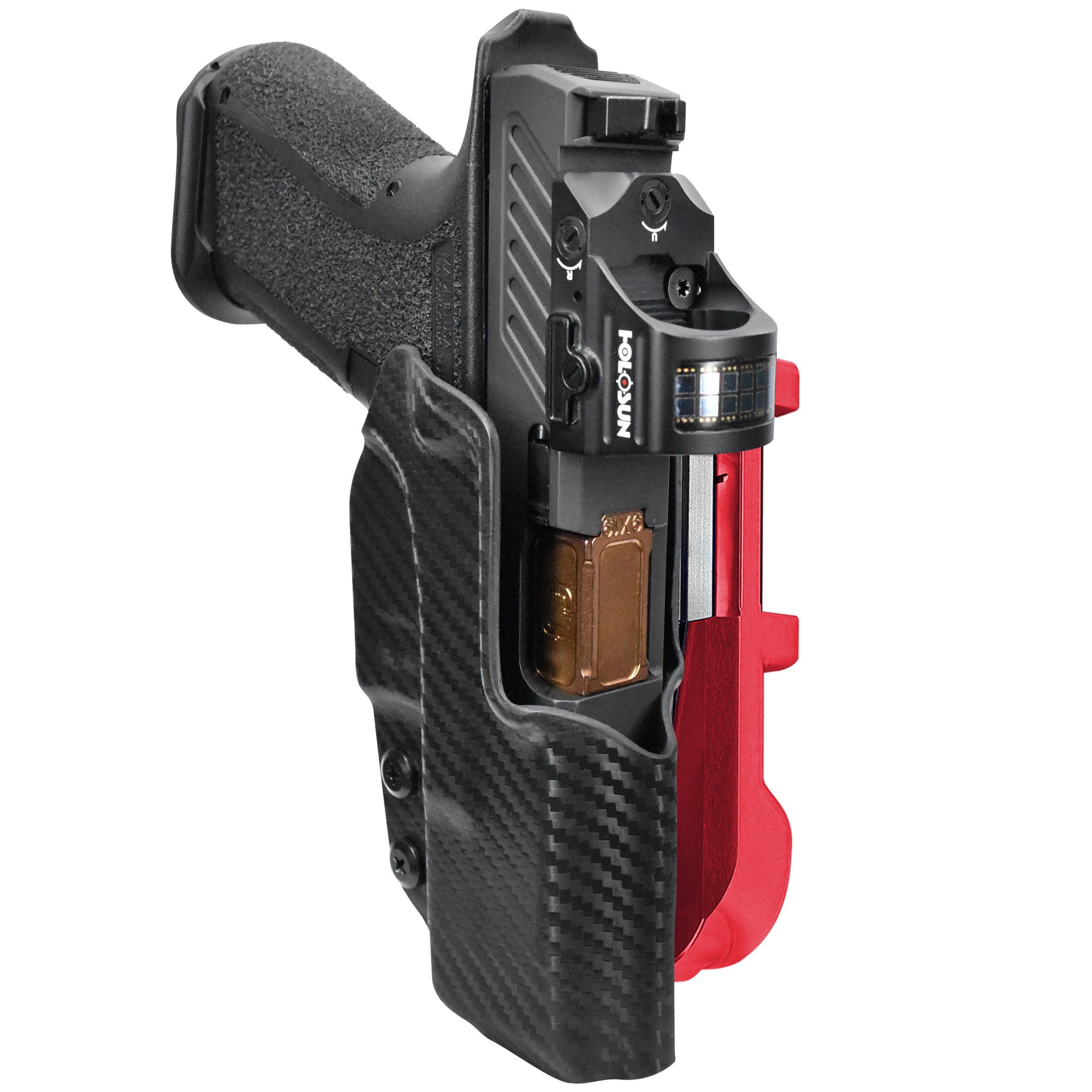Shadow Systems MR920 IDPA Quick Mount Holster with Red Belt Attachment, Carbon Fiber Holster Shell