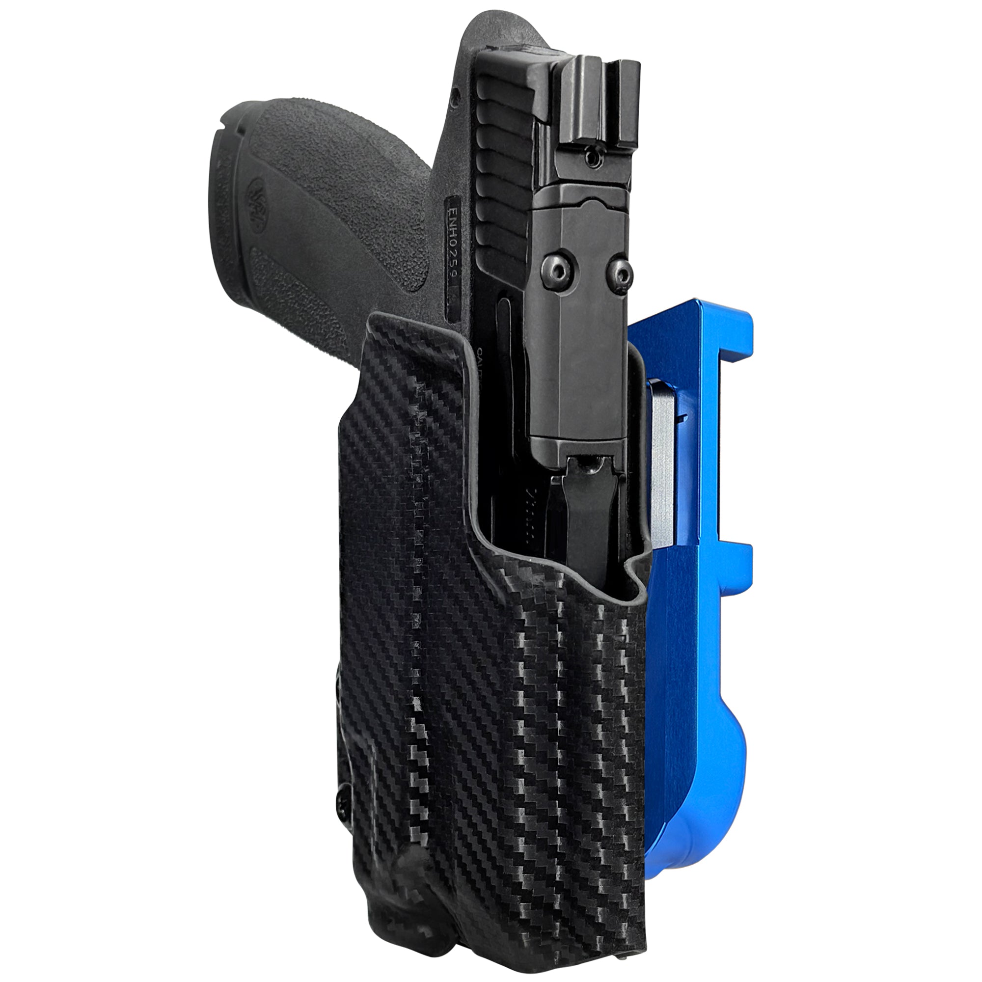 S&W M&P Shield X TLR-7 Sub IDPA Quick Mount Holster with Blue Belt Attachment, Carbon Fiber Holster Shell