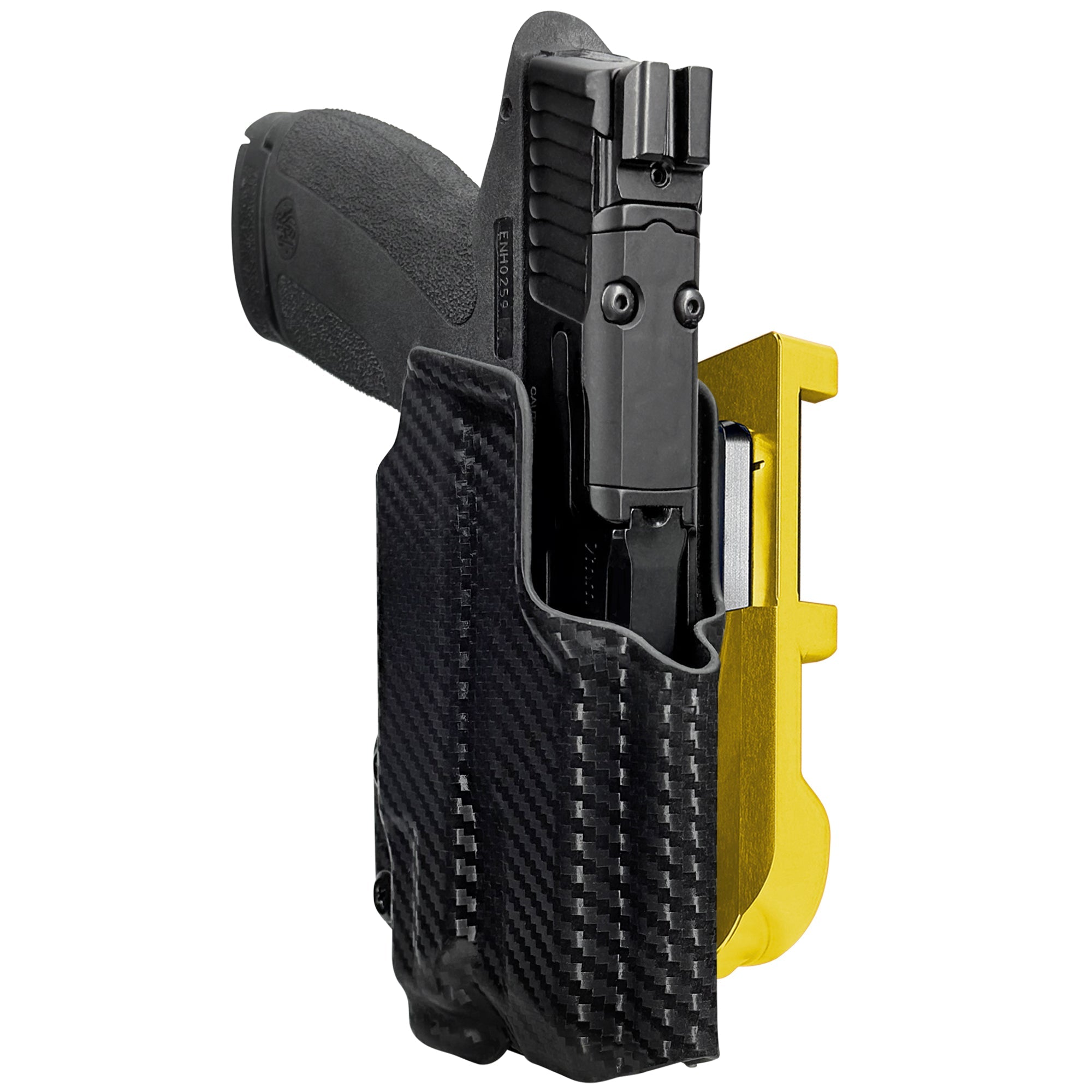 S&W M&P Shield X TLR-7 Sub IDPA Quick Mount Holster with 24K Gold Belt Attachment, Carbon Fiber Holster Shell