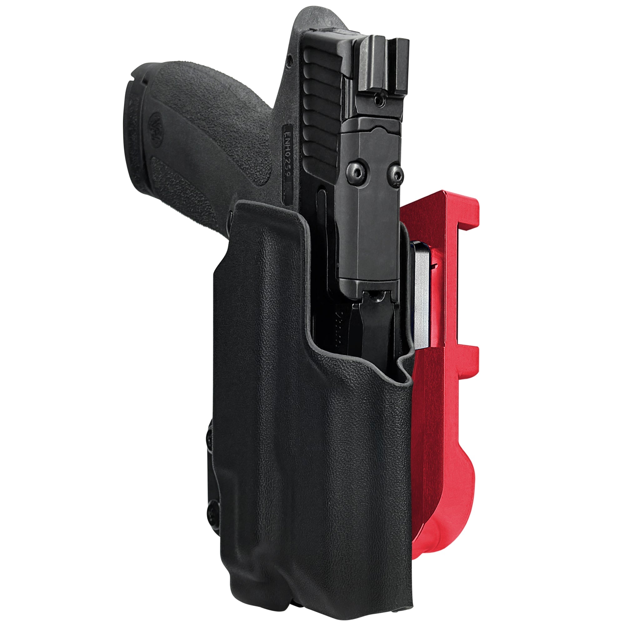 S&W M&P Shield X TLR-7 Sub IDPA Quick Mount Holster with Red Belt Attachment, Black Holster Shell