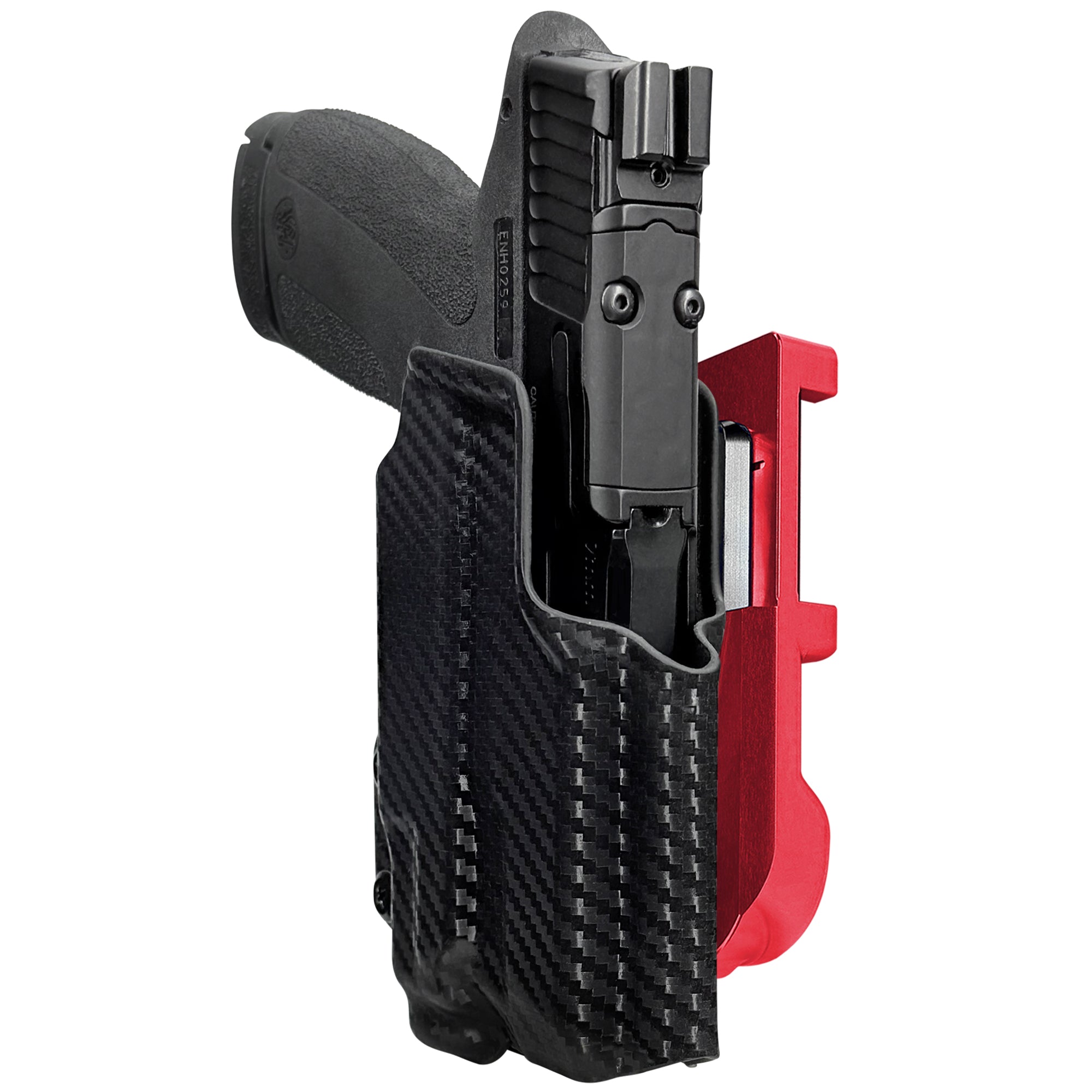 S&W M&P Shield X TLR-7 Sub IDPA Quick Mount Holster with Red Belt Attachment, Carbon Fiber Holster Shell