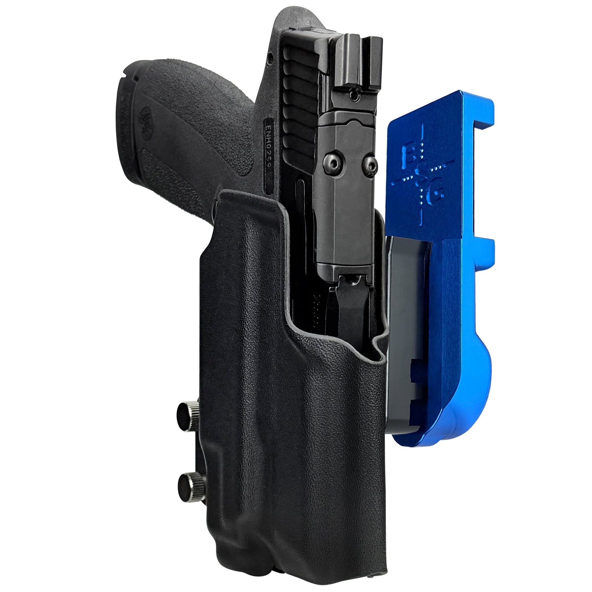 S&W M&P Shield X TLR-7 Sub IPSC/USPA Quick Mount Holster with Blue Belt Attachment, Black Holster Shell