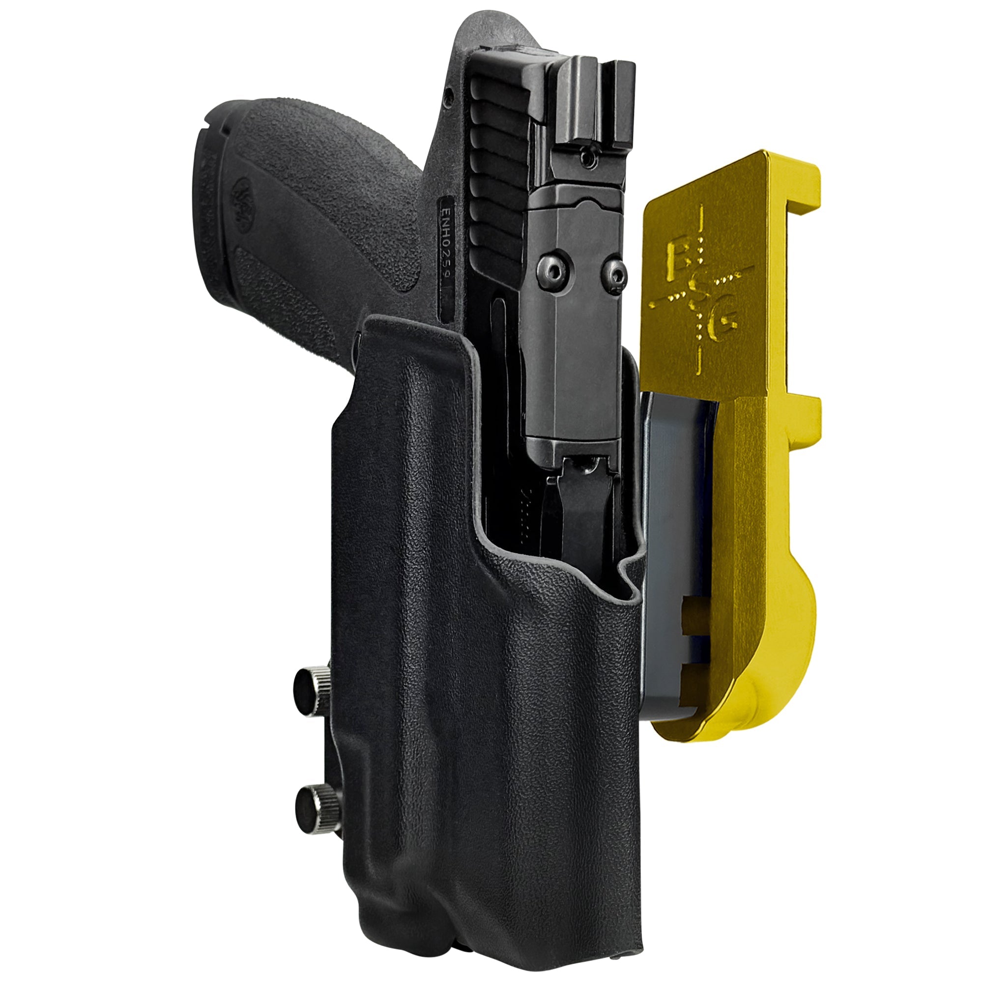 S&W M&P Shield X TLR-7 Sub IPSC/USPA Quick Mount Holster with 24K Gold Belt Attachment, Black Holster Shell