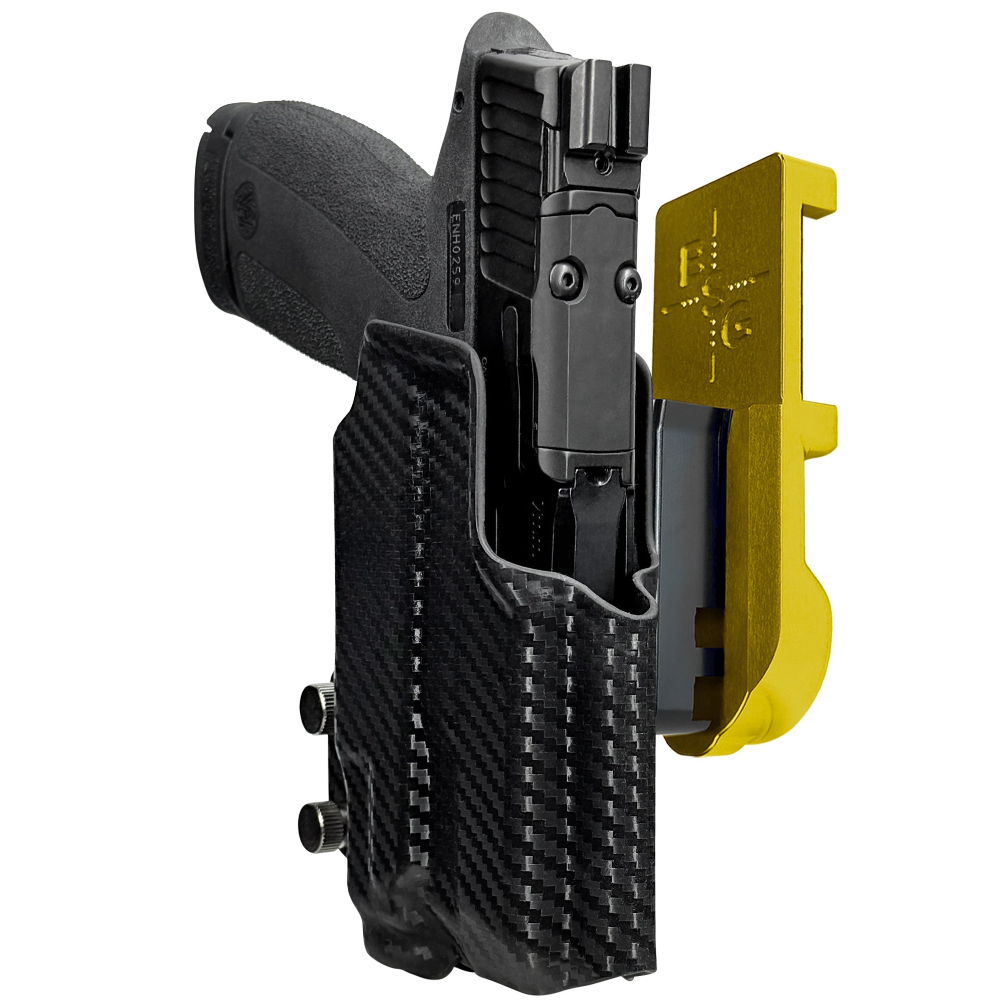 S&W M&P Shield X TLR-7 Sub IPSC/USPA Quick Mount Holster with 24K Gold Belt Attachment, Carbon Fiber Holster Shell