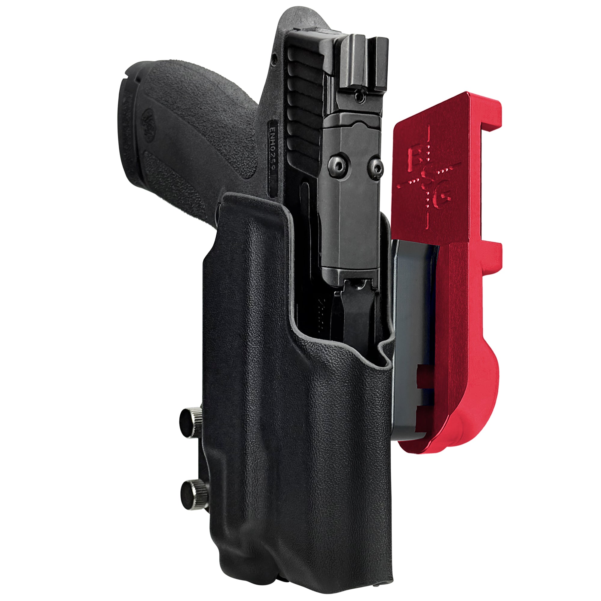 S&W M&P Shield X TLR-7 Sub IPSC/USPA Quick Mount Holster with Red Belt Attachment, Black Holster Shell