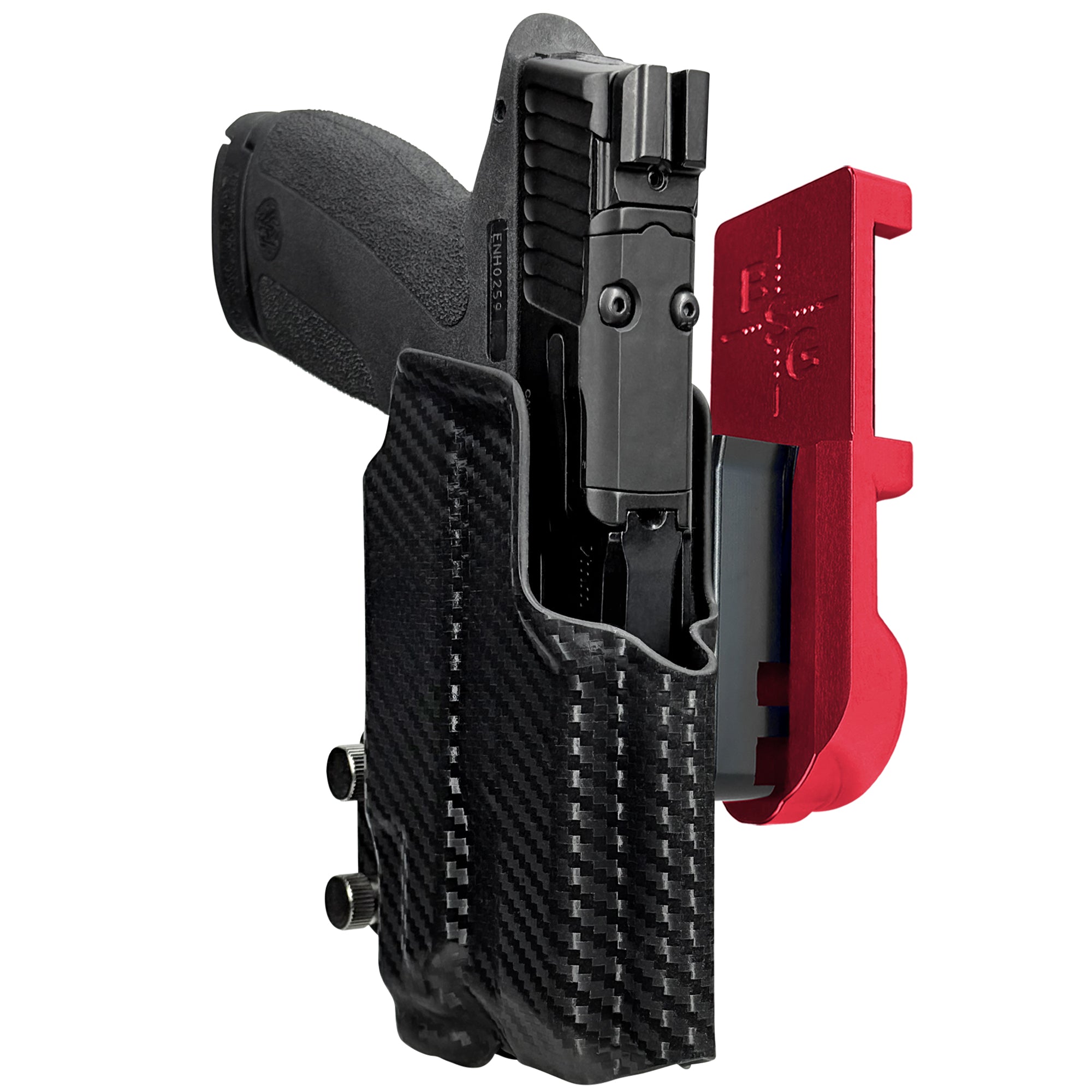 S&W M&P Shield X TLR-7 Sub IPSC/USPA Quick Mount Holster with Red Belt Attachment, Carbon Fiber Holster Shell