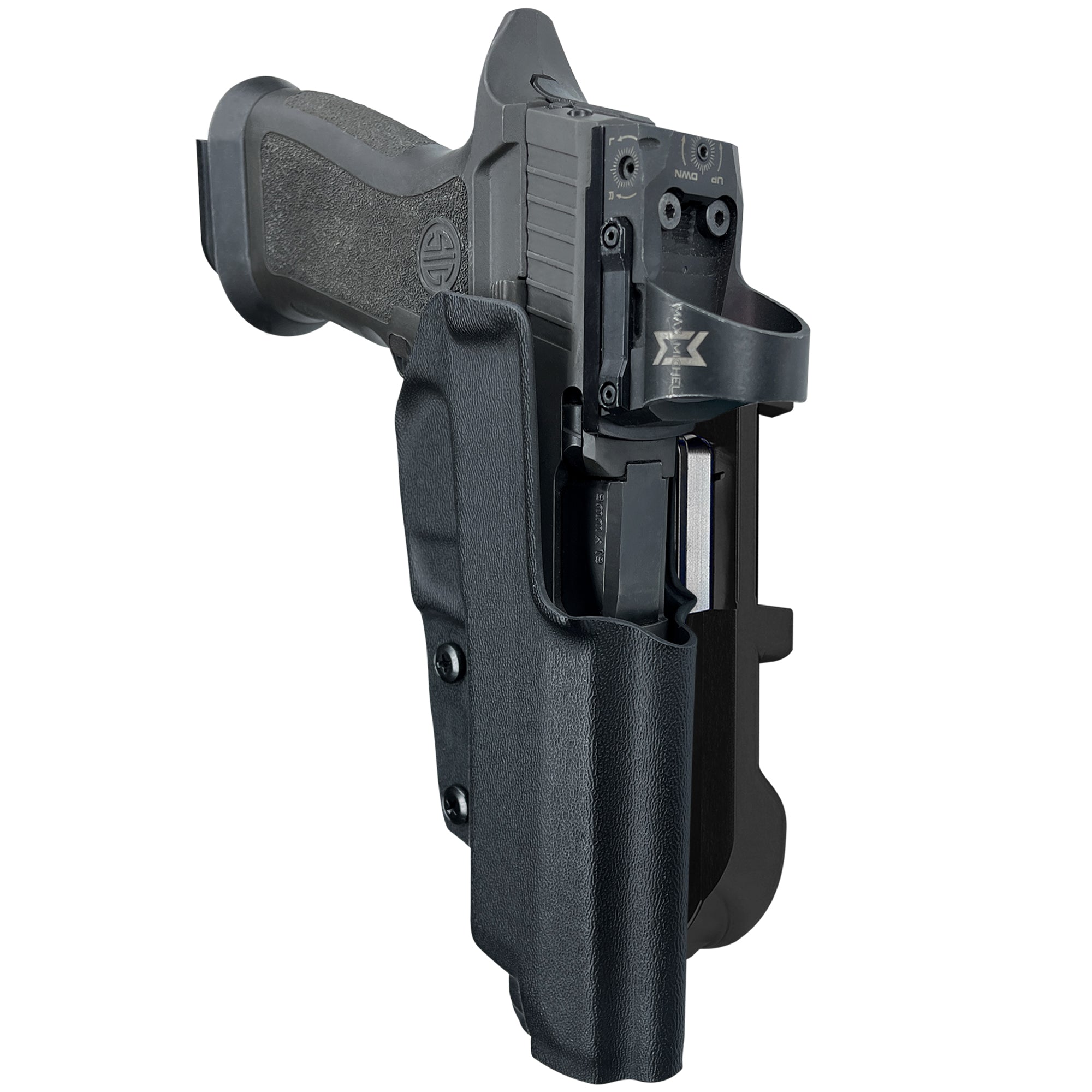 Sig P320 Full Size IDPA Quick Mount Holster with Black Belt Attachment, Black Holster Shell