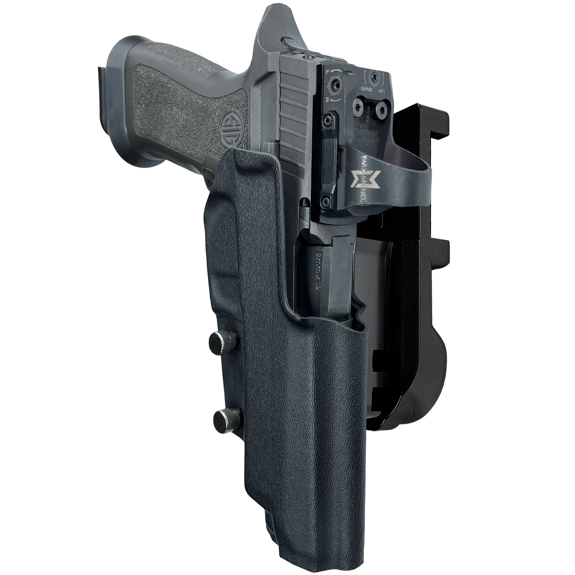 Sig P320 Full Size IPSC/USPA Quick Mount Holster with Black Belt Attachment, Black Holster Shell