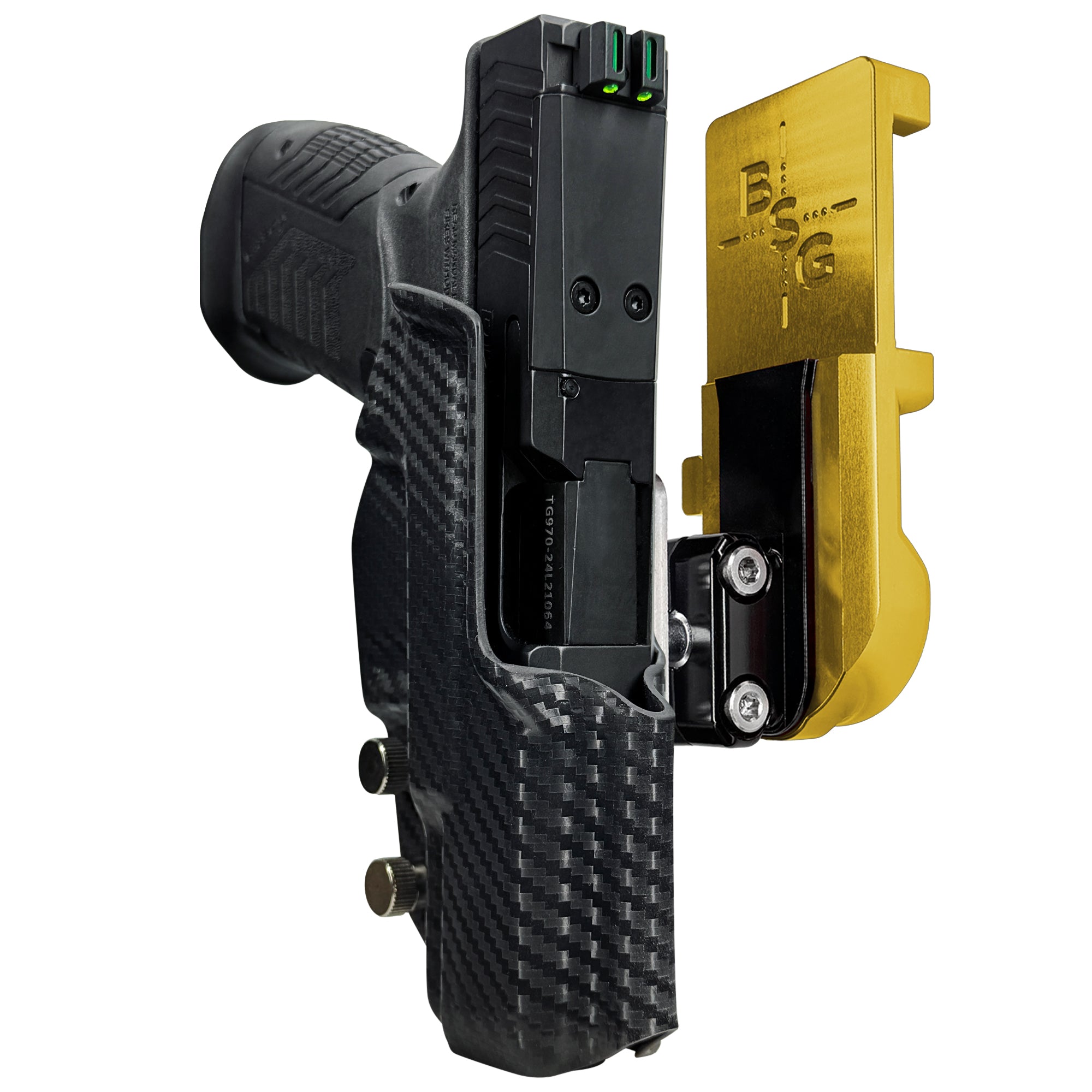 RIA Derya DY9 IPSC/USPA Quick Mount Ball Joint Holster with 24K Gold Belt Attachment, Carbon Fiber Holster Shell