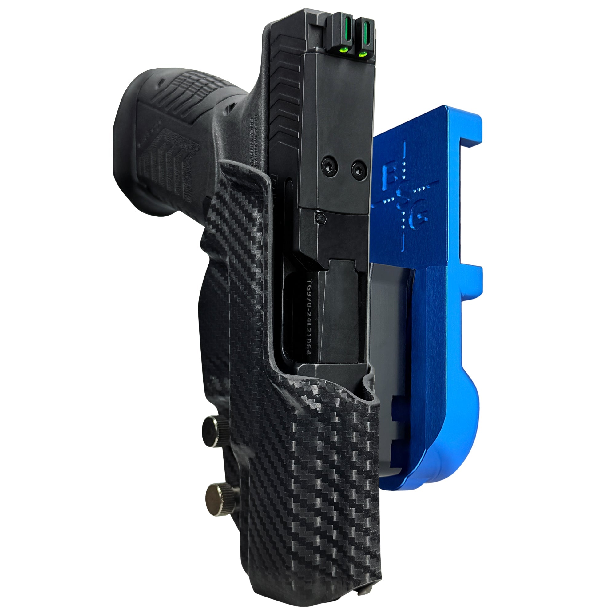 RIA Derya DY9 IPSC/USPA Quick Mount Holster with Blue Belt Attachment, Carbon Fiber Holster Shell