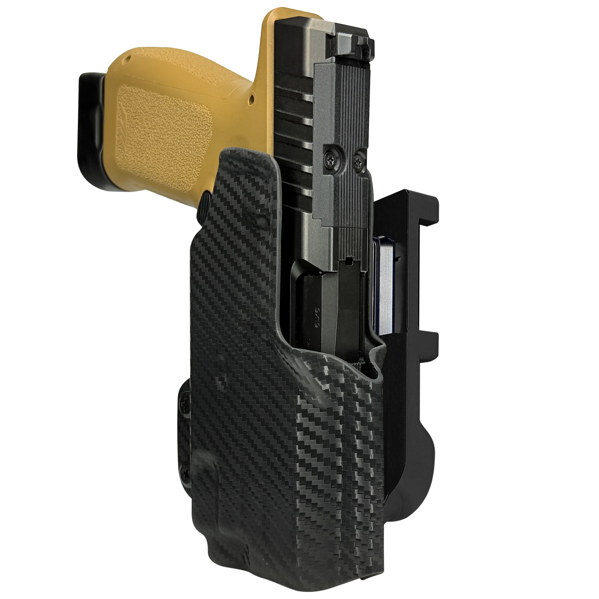Rost RM1C w TLR7X IDPA Quick Mount Holster with Black Belt Attachment, Carbon Fiber Holster Shell