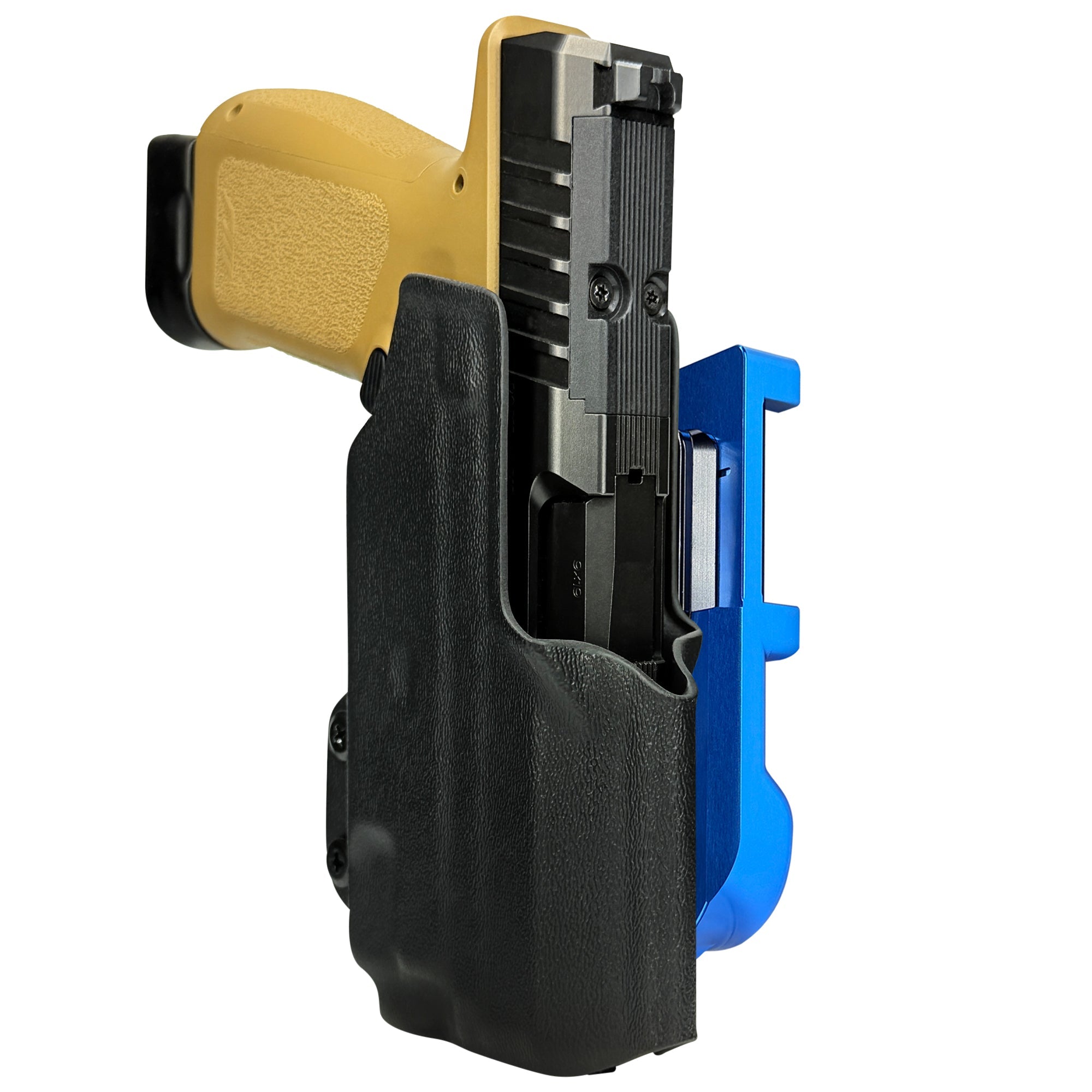 Rost RM1C w TLR7X IDPA Quick Mount Holster with Blue Belt Attachment, Black Holster Shell