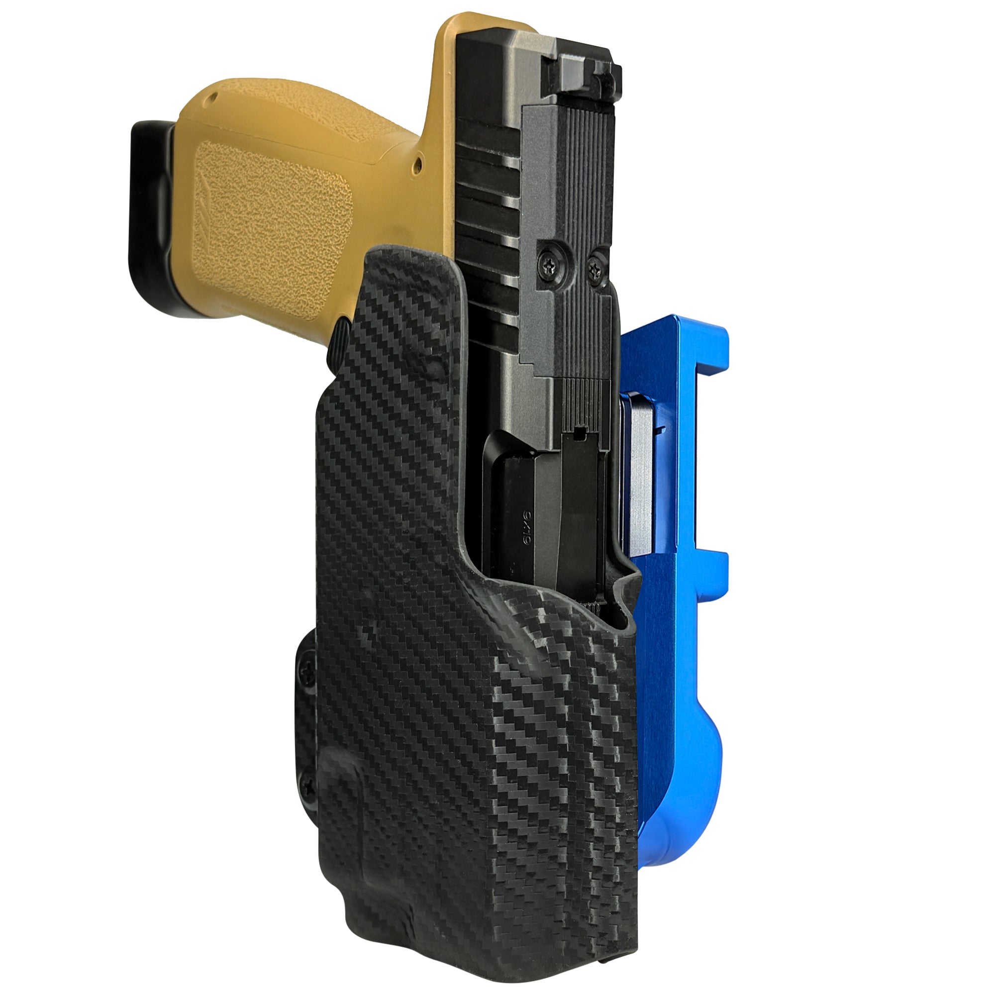Rost RM1C w TLR7X IDPA Quick Mount Holster with Blue Belt Attachment, Carbon Fiber Holster Shell
