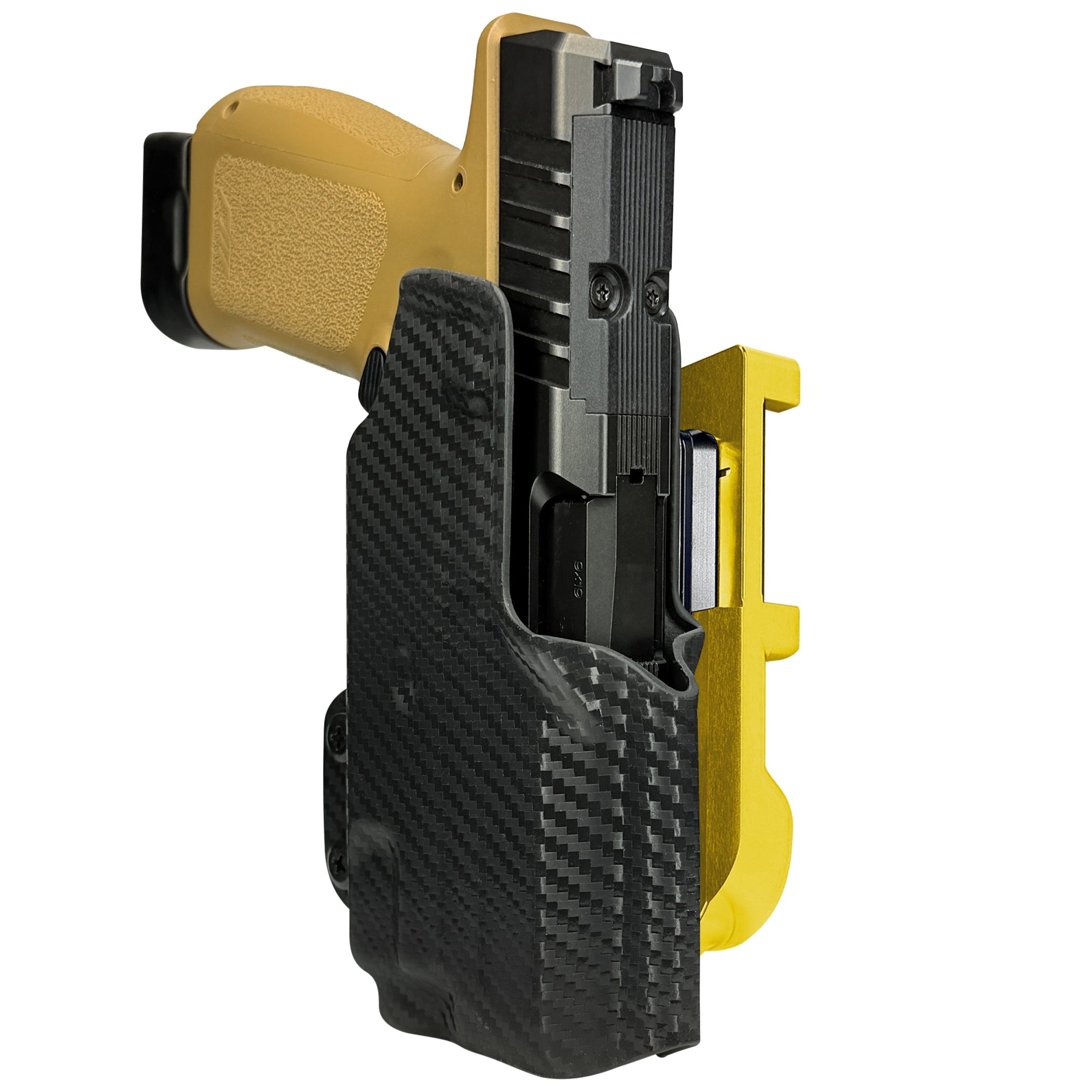 Rost RM1C w TLR7X IDPA Quick Mount Holster with 24K Gold Belt Attachment, Carbon Fiber Holster Shell