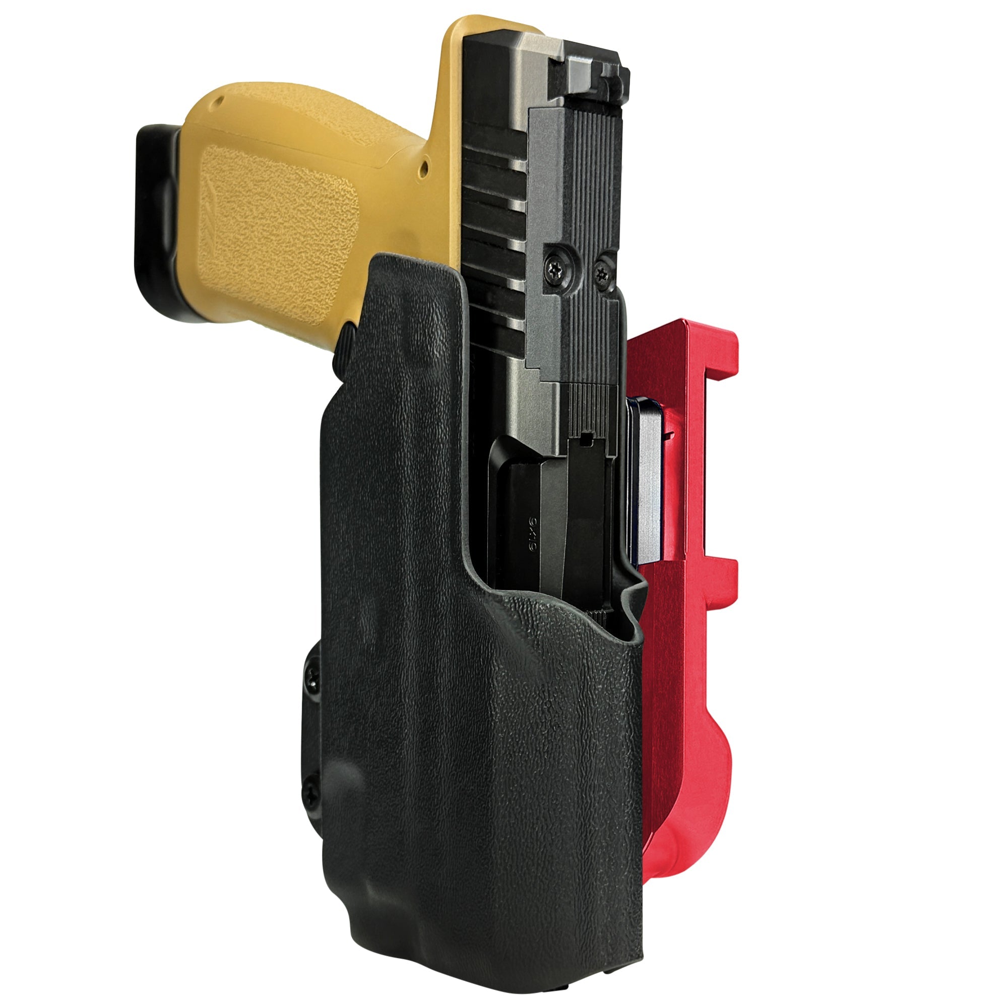 Rost RM1C w TLR7X IDPA Quick Mount Holster with Red Belt Attachment, Black Holster Shell