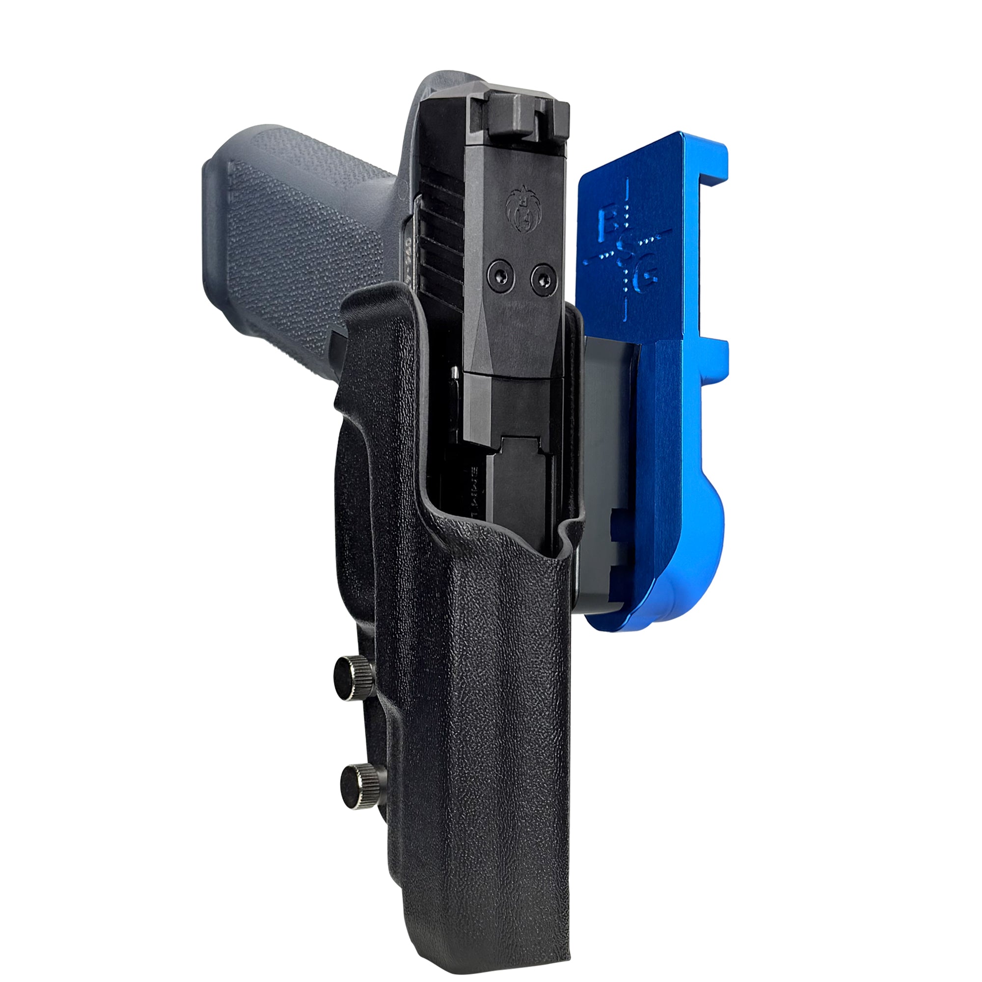 Ruger RXM 4.5'' IPSC/USPA Quick Mount Holster with Blue Belt Attachment, Black Holster Shell