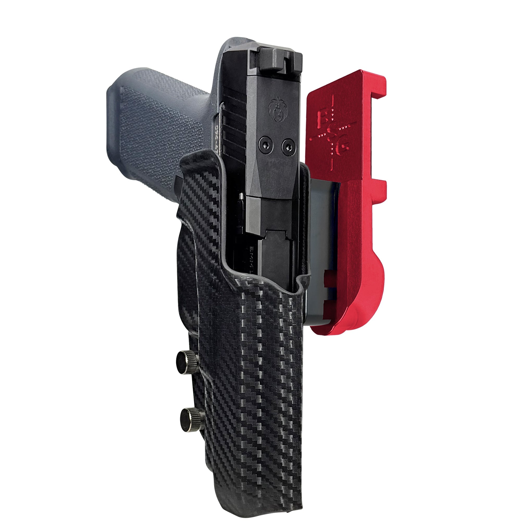 Ruger RXM 4.5'' IPSC/USPA Quick Mount Holster with Red Belt Attachment, Carbon Fiber Holster Shell
