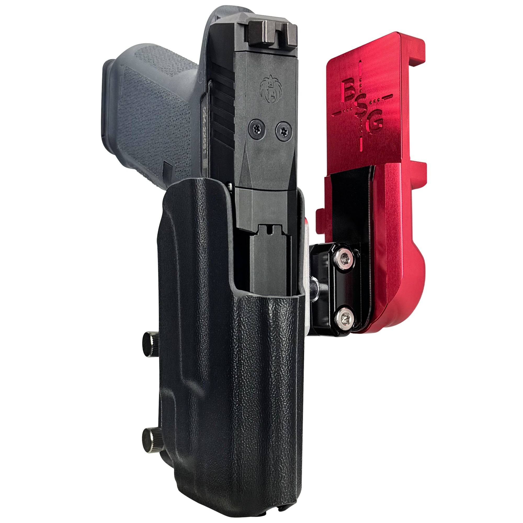 Ruger RXM TLR7X IPSC/USPA Quick Mount Ball Joint Holster with Red Belt Attachment, Black Holster Shell