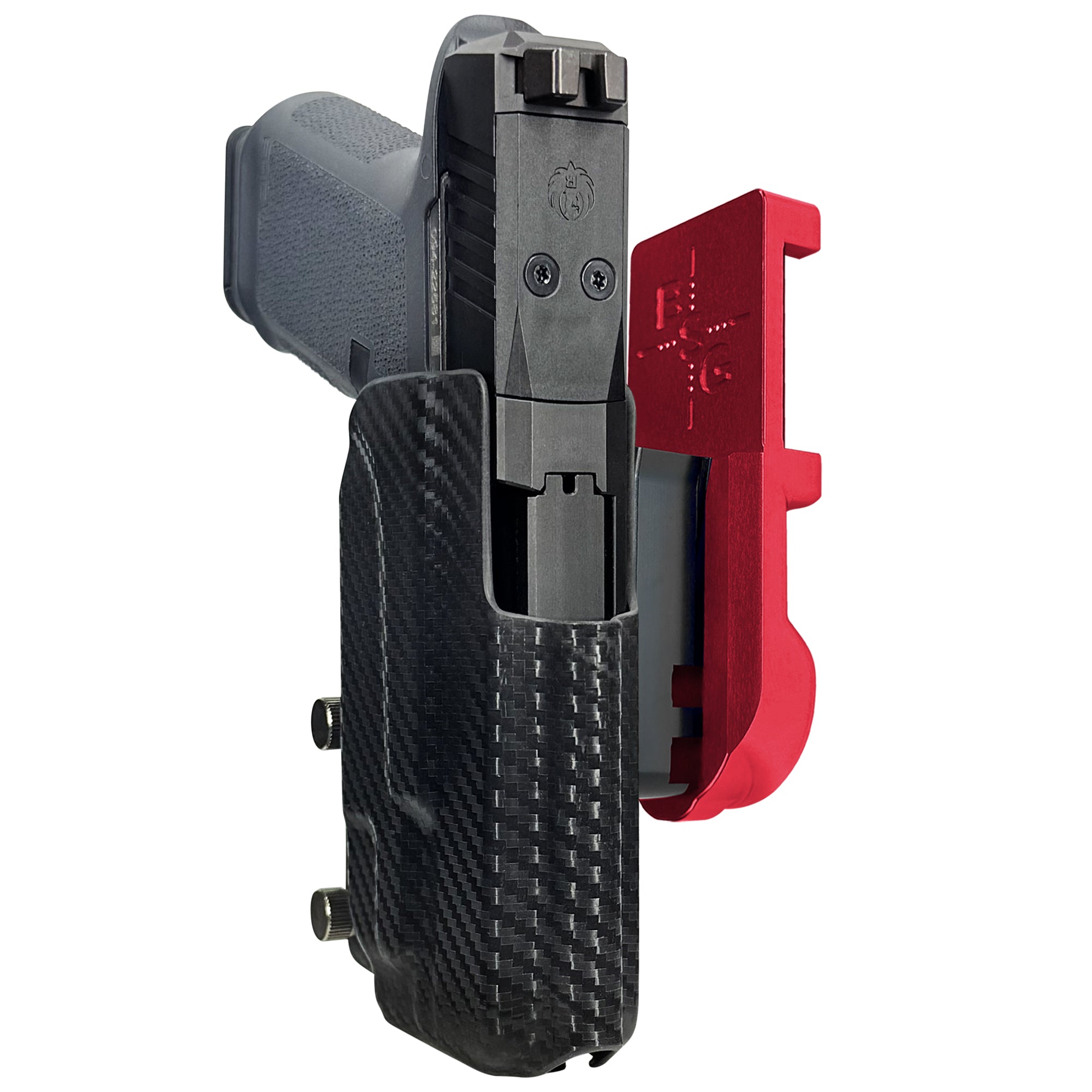Ruger RXM TLR7X IPSC/USPA Quick Mount Holster with Red Belt Attachment, Carbon Fiber Holster Shell