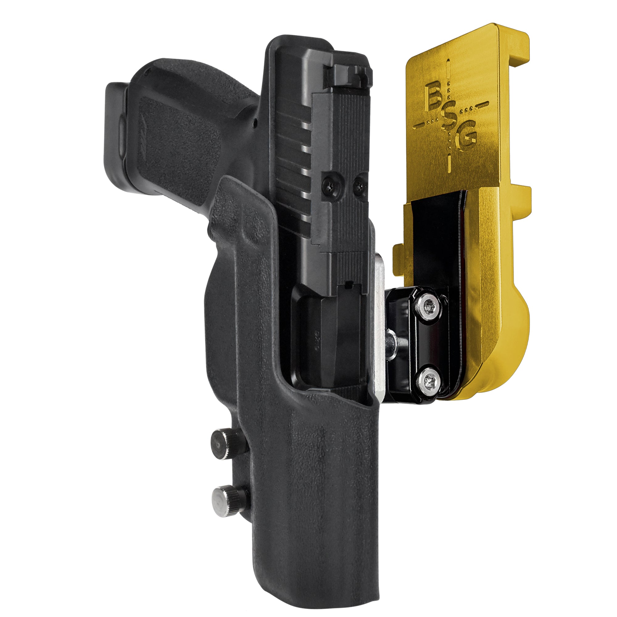 Rost Martin RM1C IPSC/USPA Quick Mount Ball Joint Holster with 24K Gold Belt Attachment, Black Holster Shell