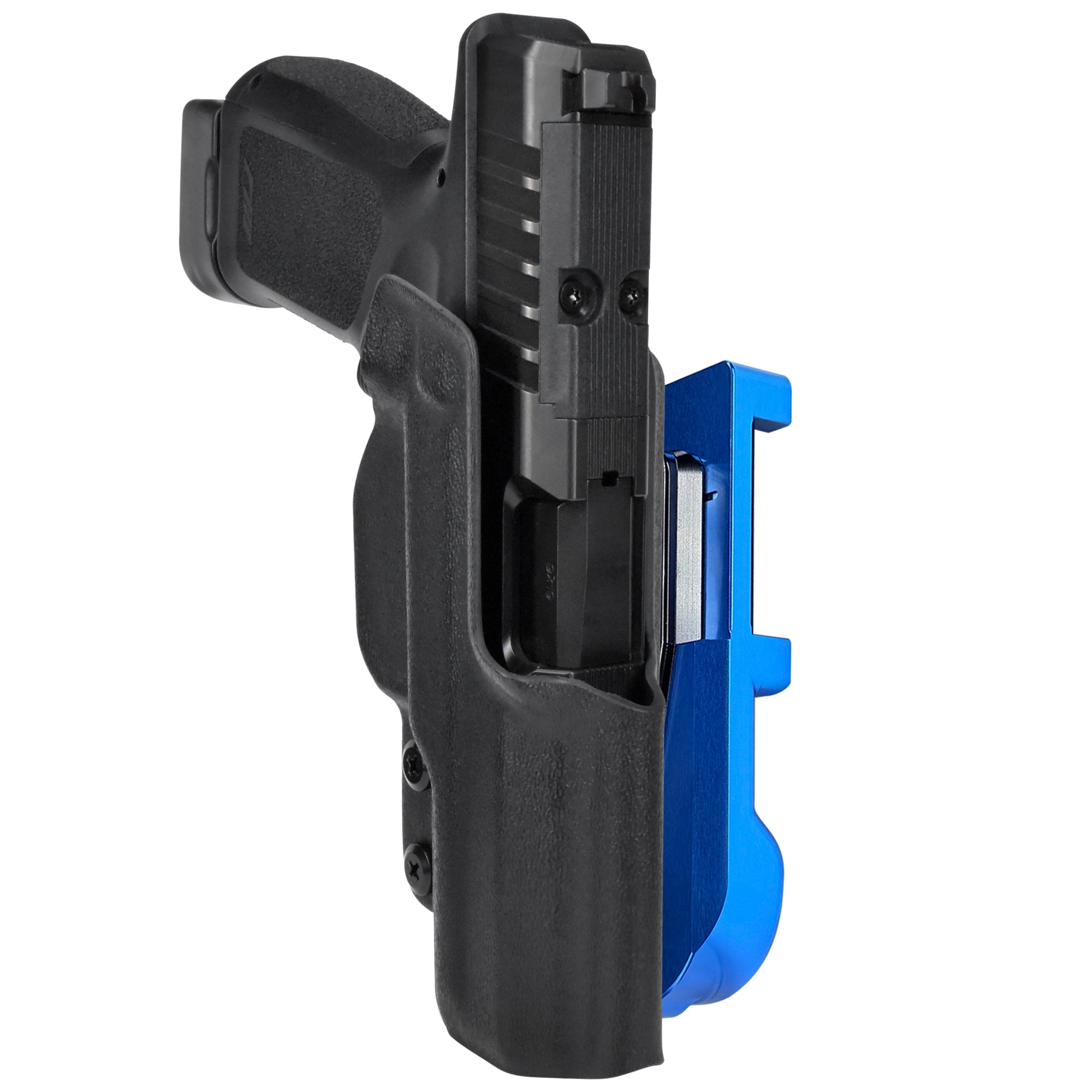 Rost Martin RM1C IDPA Quick Mount Holster with Blue Belt Attachment, Black Holster Shell
