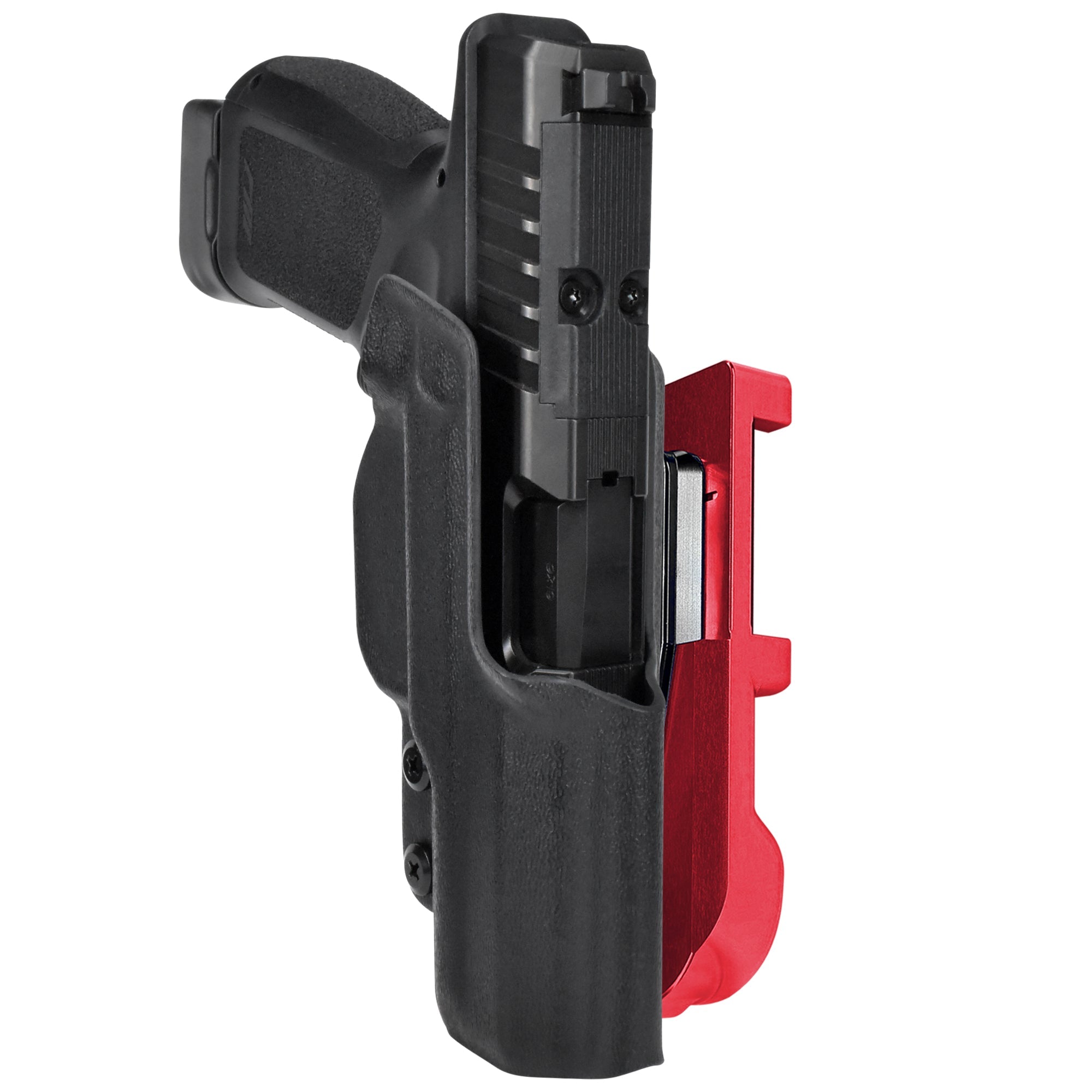 Rost Martin RM1C IDPA Quick Mount Holster with Red Belt Attachment, Black Holster Shell