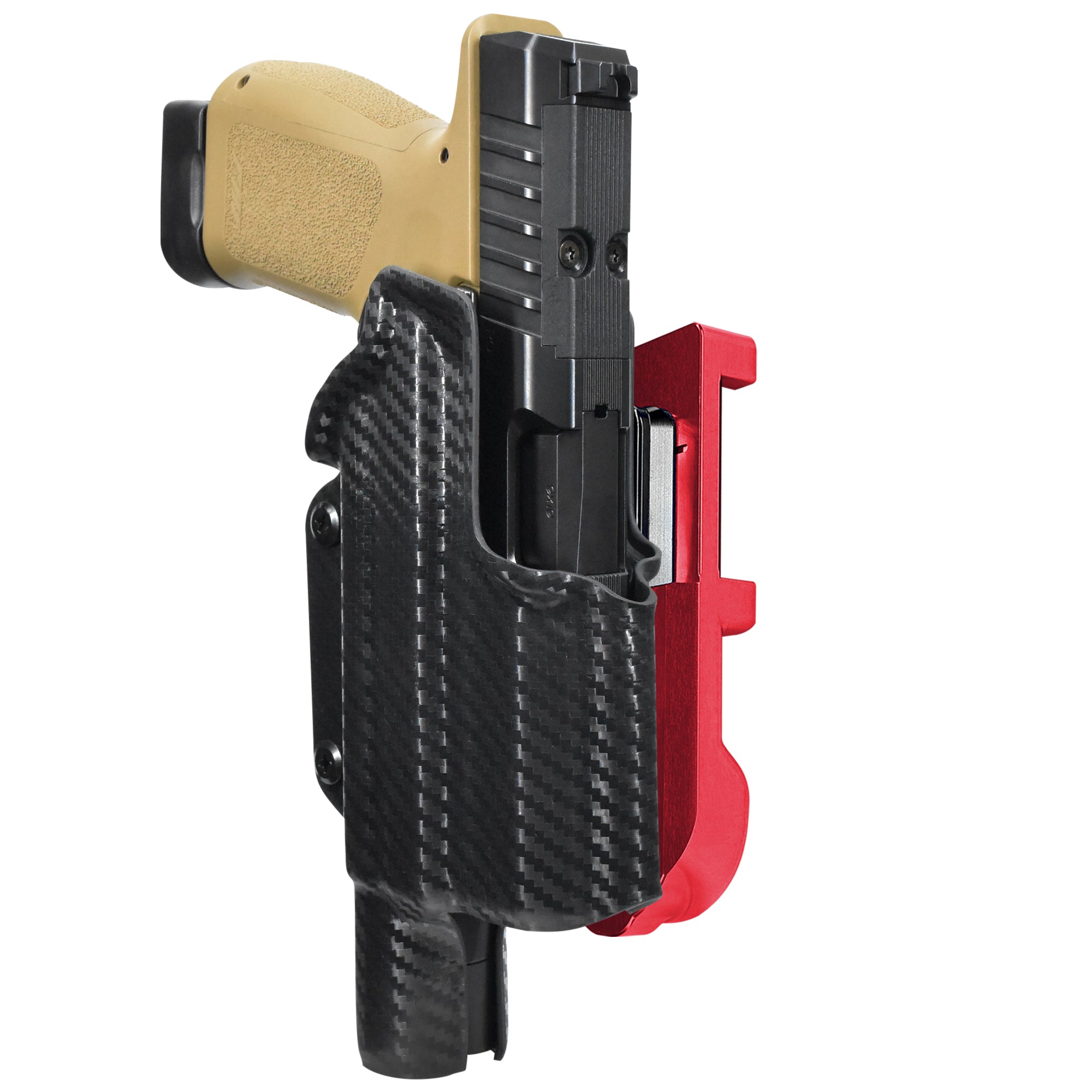 Rost RM1C X300U-A IDPA Quick Mount Holster with Red Belt Attachment, Carbon Fiber Holster Shell