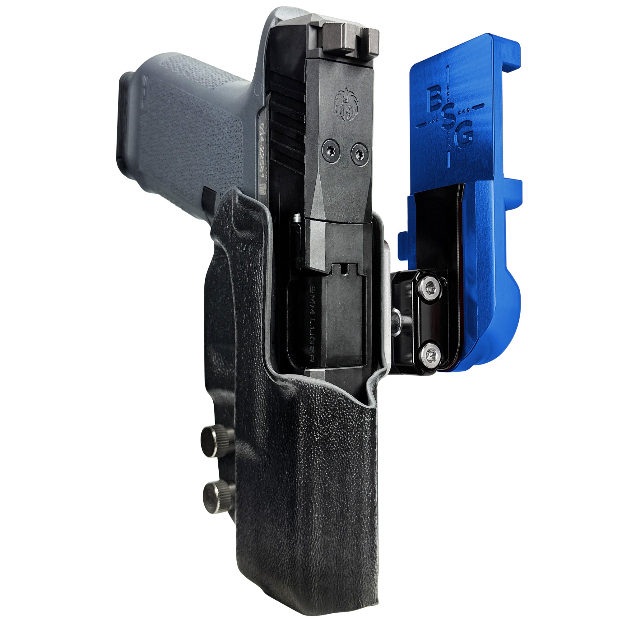 Ruger RXM IPSC/USPA Quick Mount Ball Joint Holster with Blue Belt Attachment, Black Holster Shell