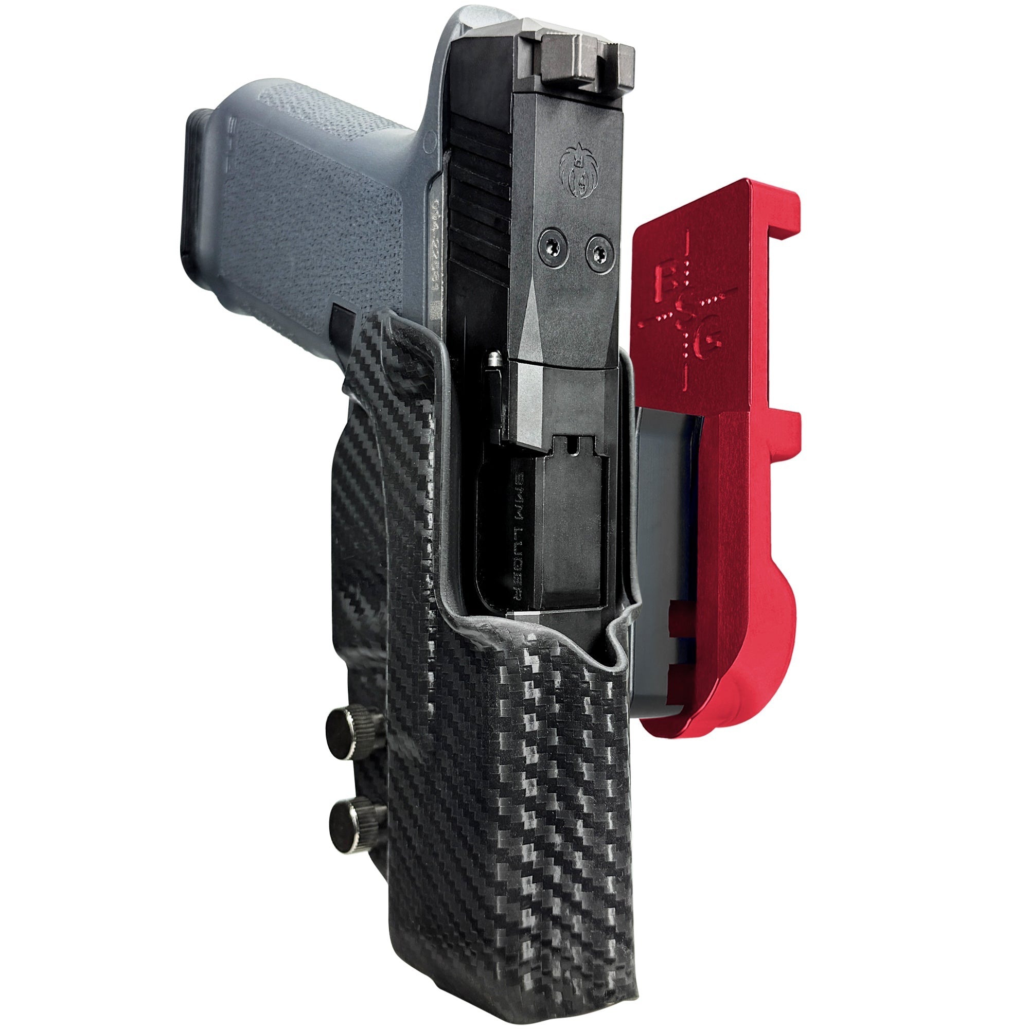 Ruger RXM IPSC/USPA Quick Mount Holster with Red Belt Attachment, Carbon Fiber Holster Shell