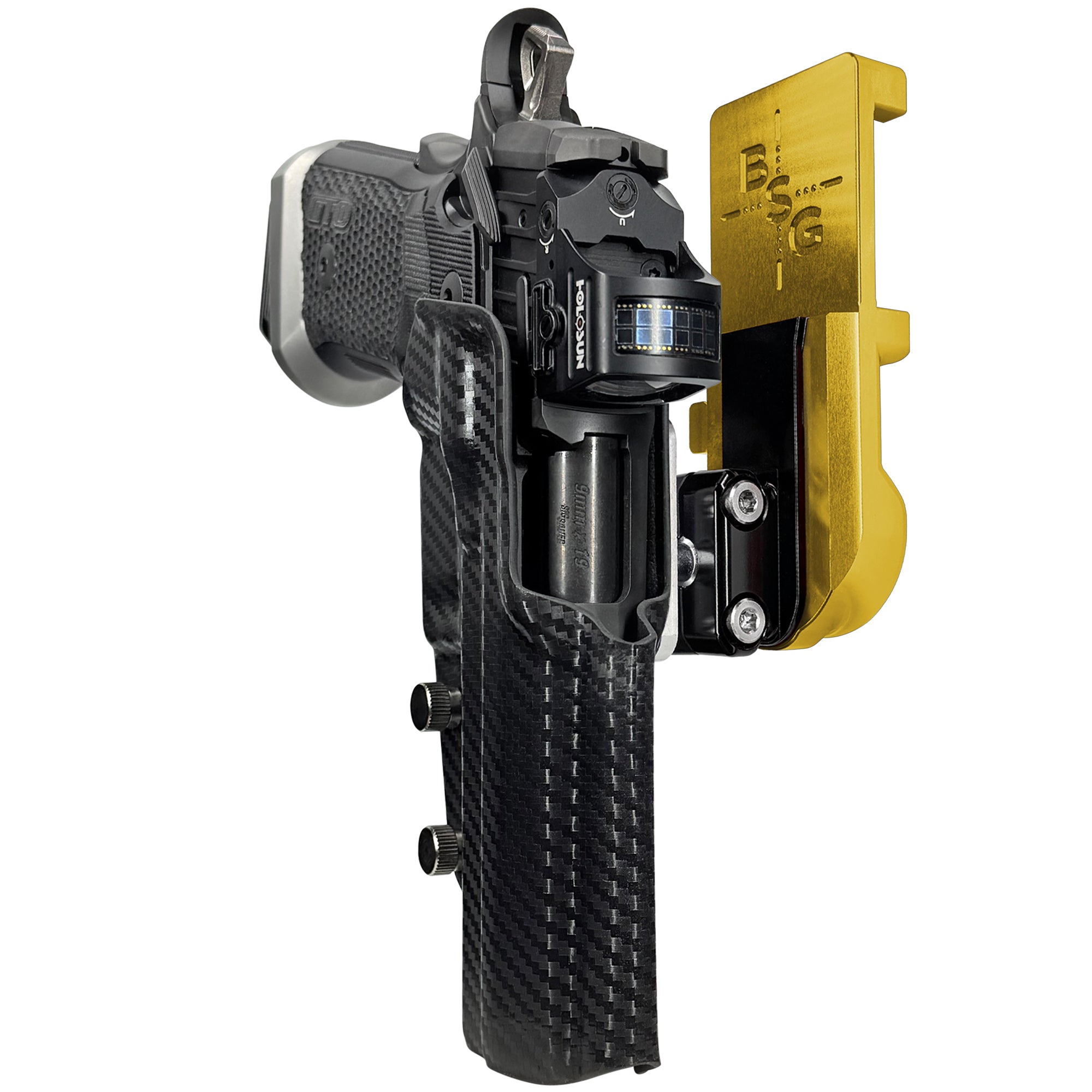 Sig P211-GTO IPSC/USPA Quick Mount Ball Joint Holster with 24K Gold Belt Attachment, Carbon Fiber Holster Shell