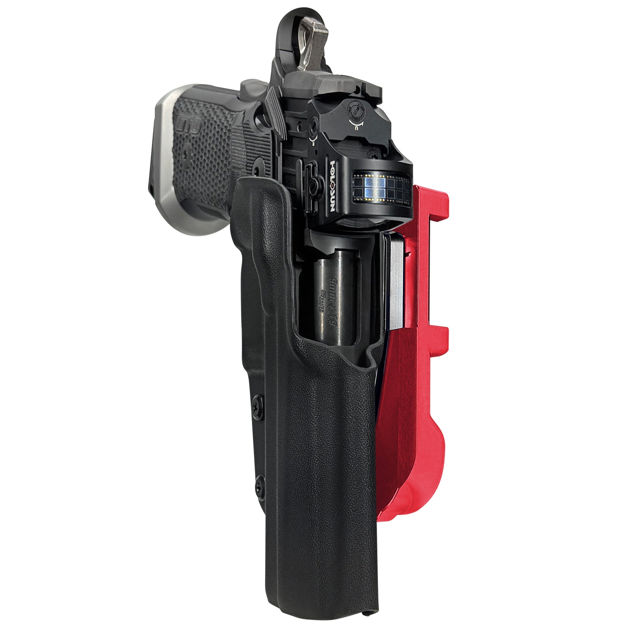 Sig P211-GTO IDPA Quick Mount Holster with Red Belt Attachment, Black Holster Shell