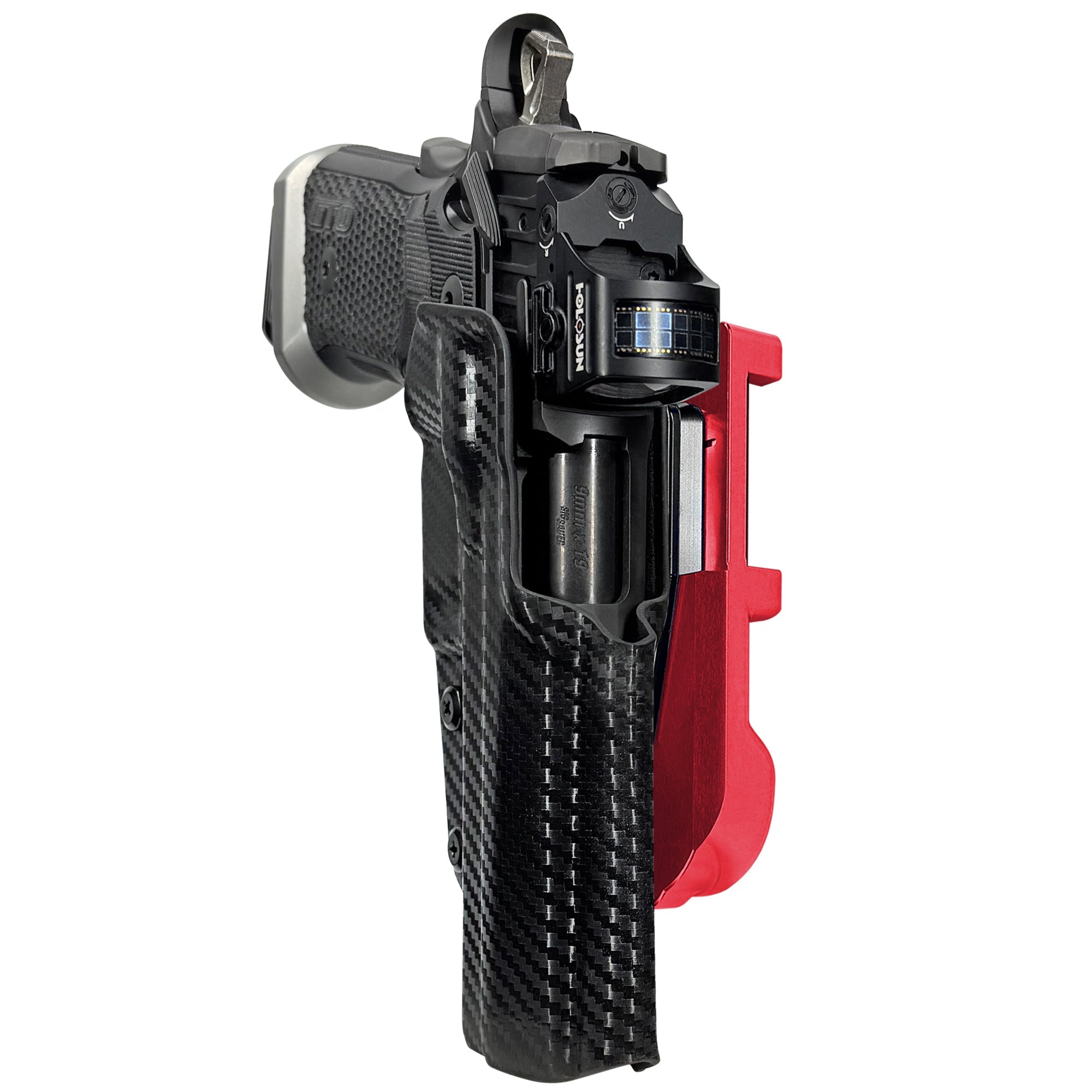 Sig P211-GTO IDPA Quick Mount Holster with Red Belt Attachment, Carbon Fiber Holster Shell