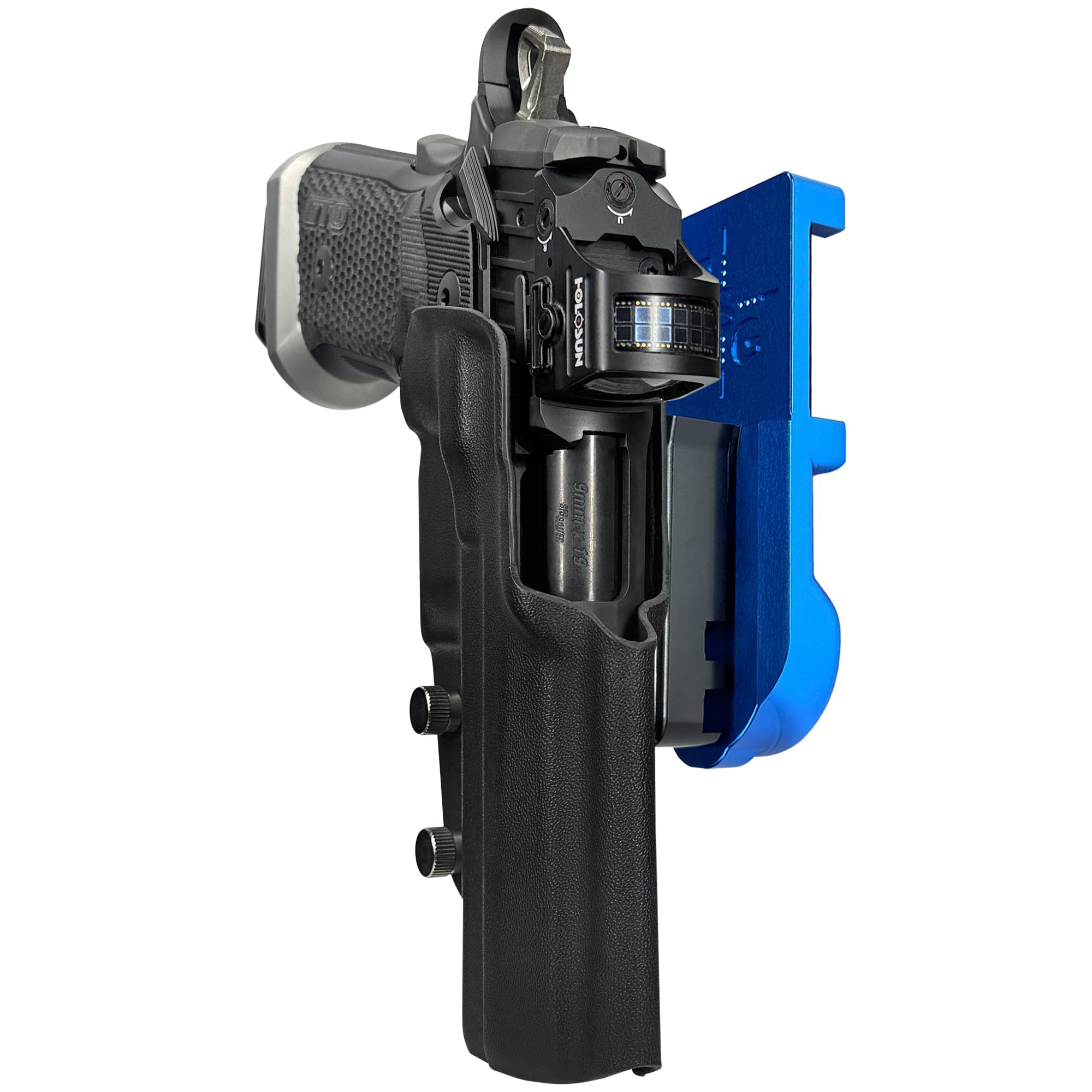 Sig P211-GTO IPSC/USPA Quick Mount Holster with Red Belt Attachment, Black Holster Shell