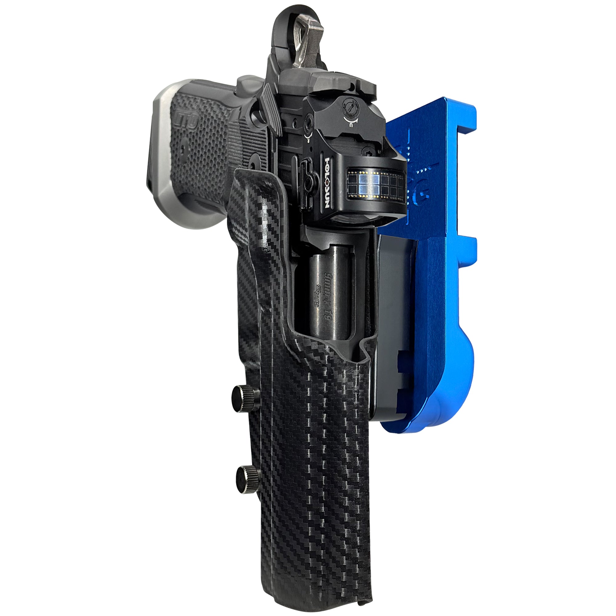 Sig P211-GTO IPSC/USPA Quick Mount Holster with Red Belt Attachment, Carbon Fiber Holster Shell