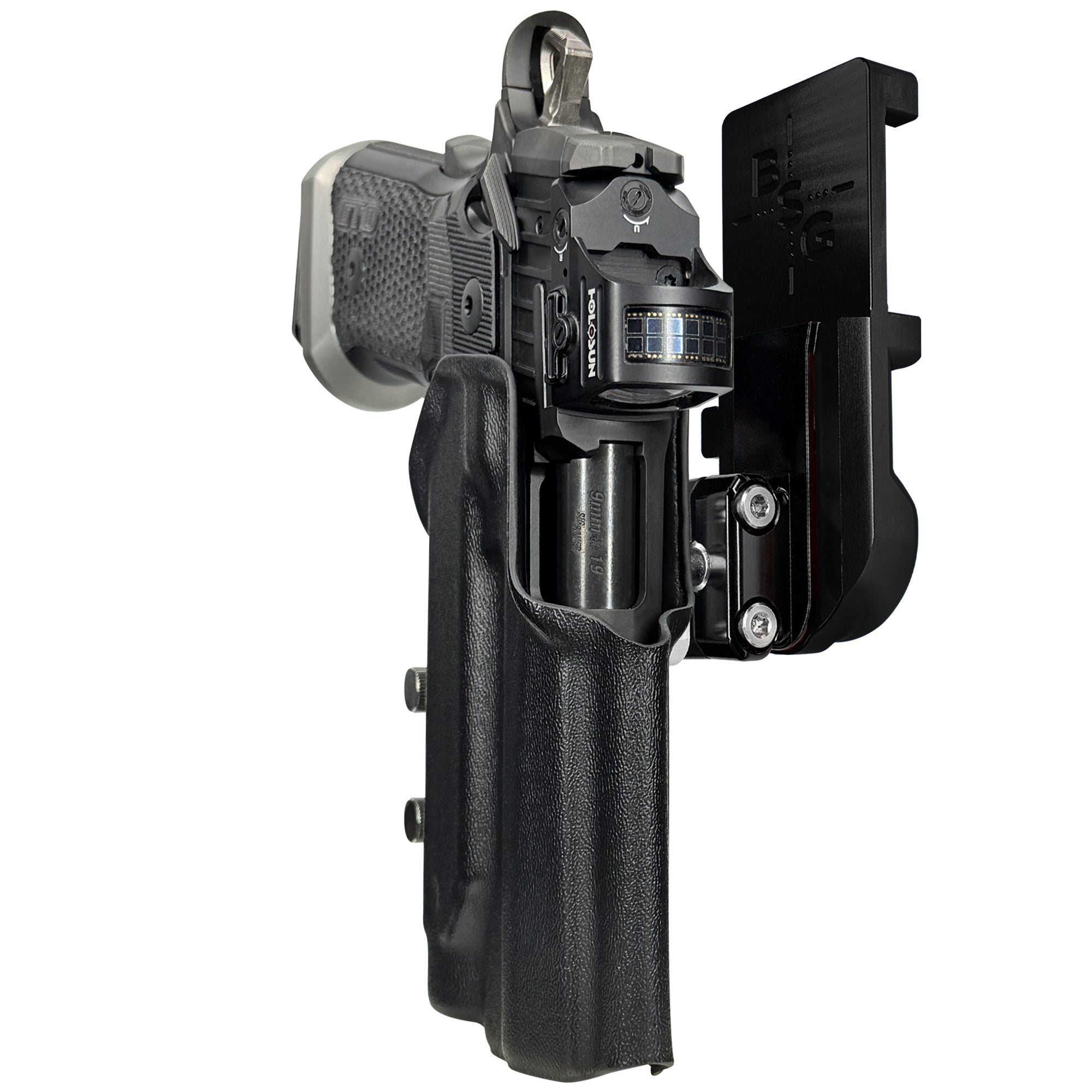 Sig P211 w/ P.ID IPSC/USPA Quick Mount Ball Joint Holster with Black Belt Attachment, Black Holster Shell