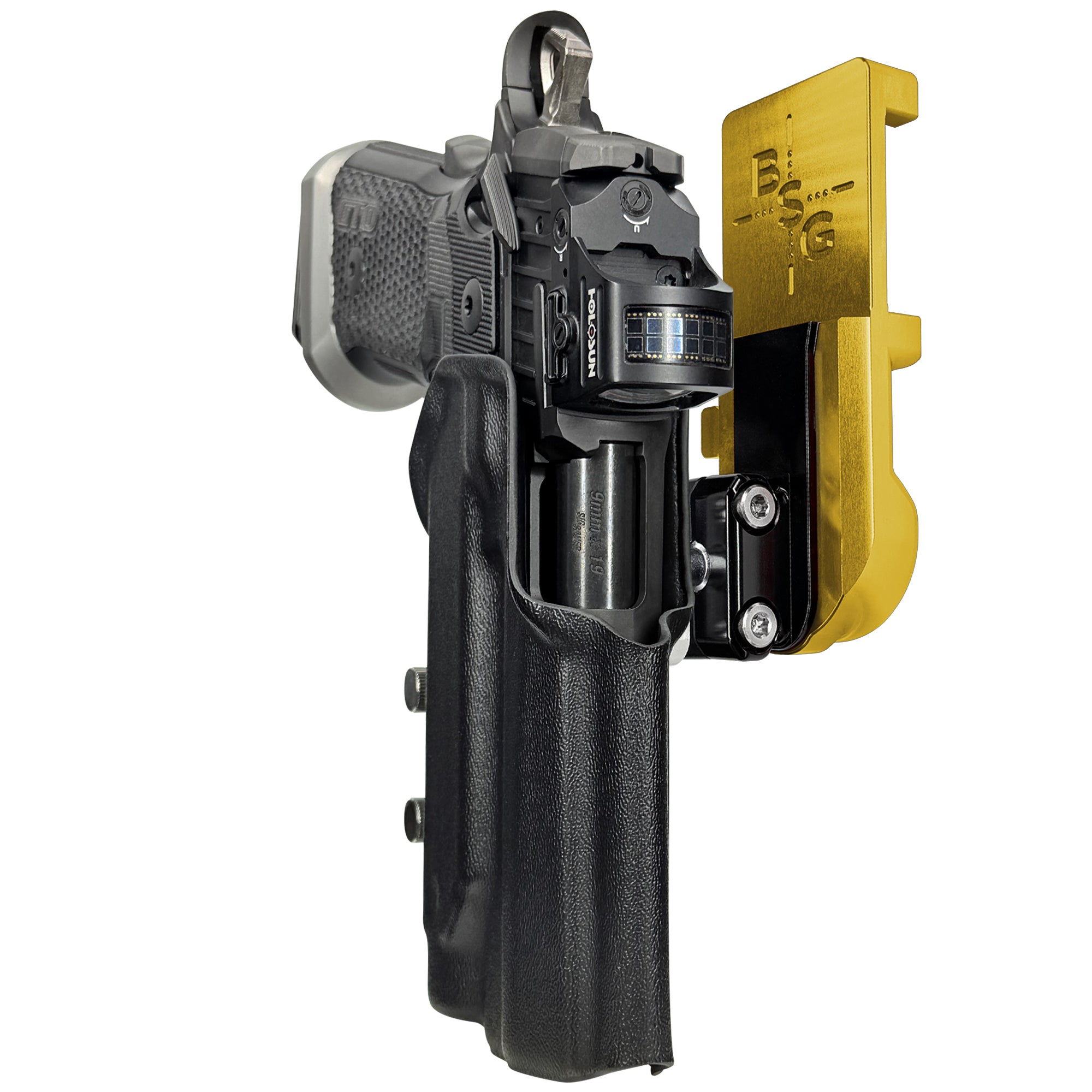 Sig P211 w/ P.ID IPSC/USPA Quick Mount Ball Joint Holster with 24K Gold Belt Attachment, Black Holster Shell
