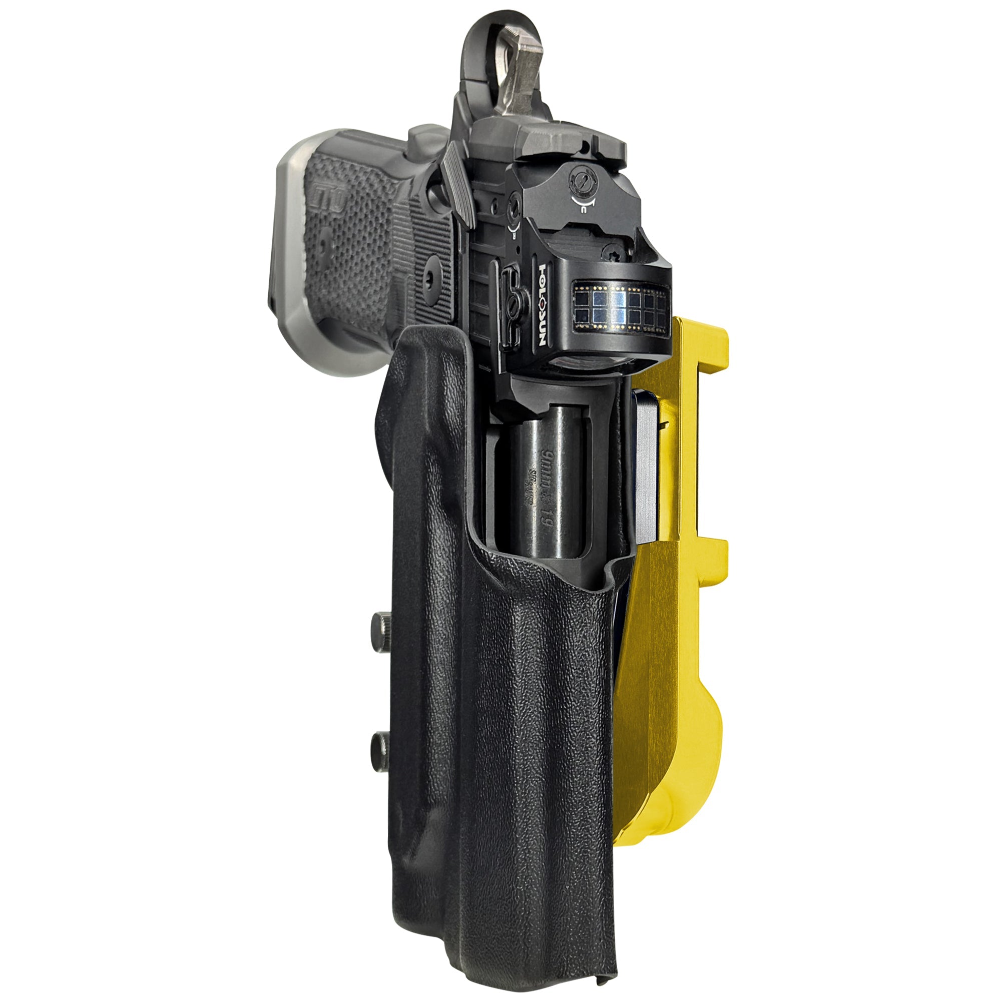 Sig P211 w/ P.ID IDPA Quick Mount Holster with 24K Gold Belt Attachment, Black Holster Shell