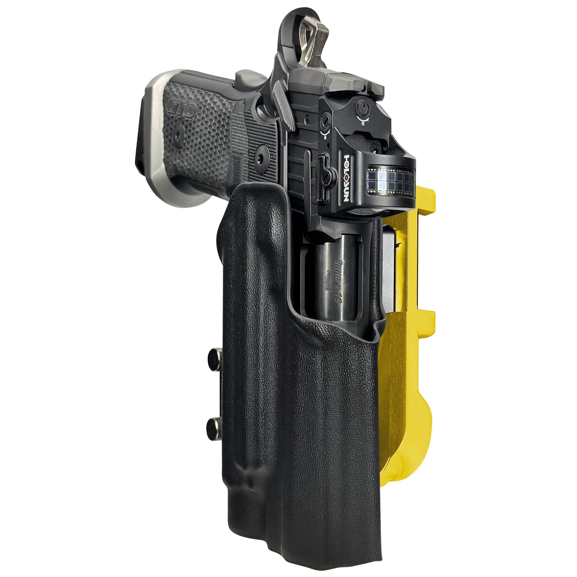 Sig P211 w/ TLR-1HLX IDPA Quick Mount Holster with 24K Gold Belt Attachment, Black Holster Shell