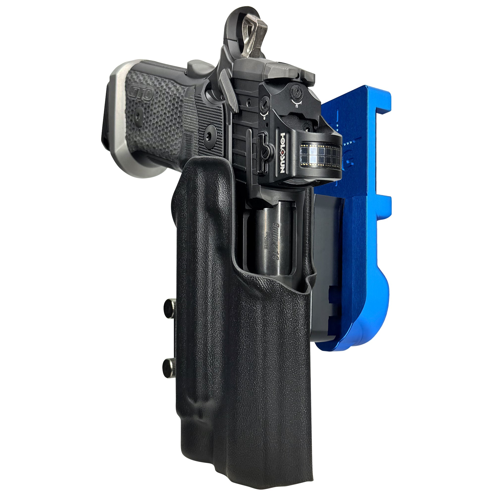Sig P211 w/ TLR-1HLX IPSC/USPA Quick Mount Holster with Blue Belt Attachment, Black Holster Shell