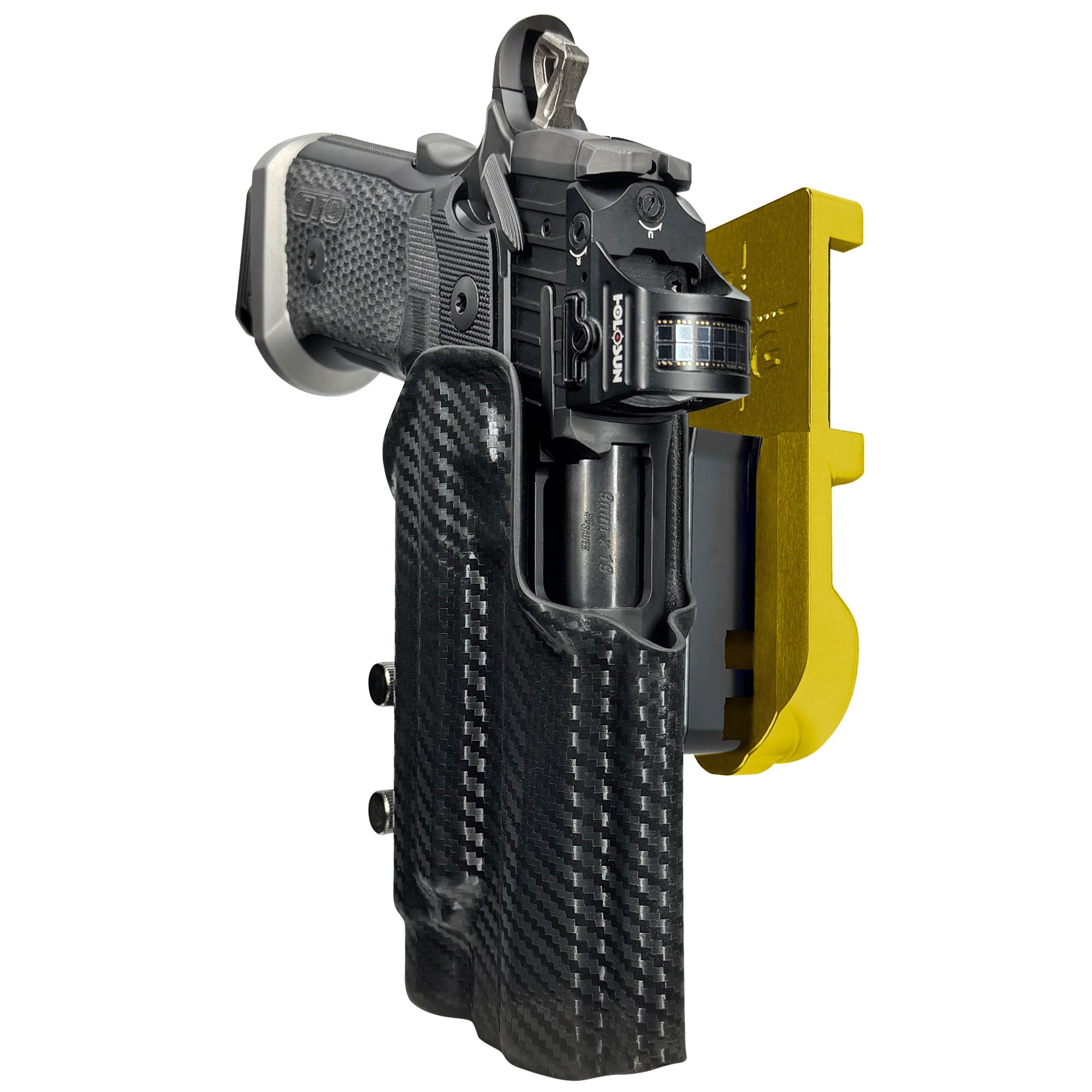 Sig P211 w/ TLR-1HLX IPSC/USPA Quick Mount Holster with 24K Gold Belt Attachment, Carbon Fiber Holster Shell