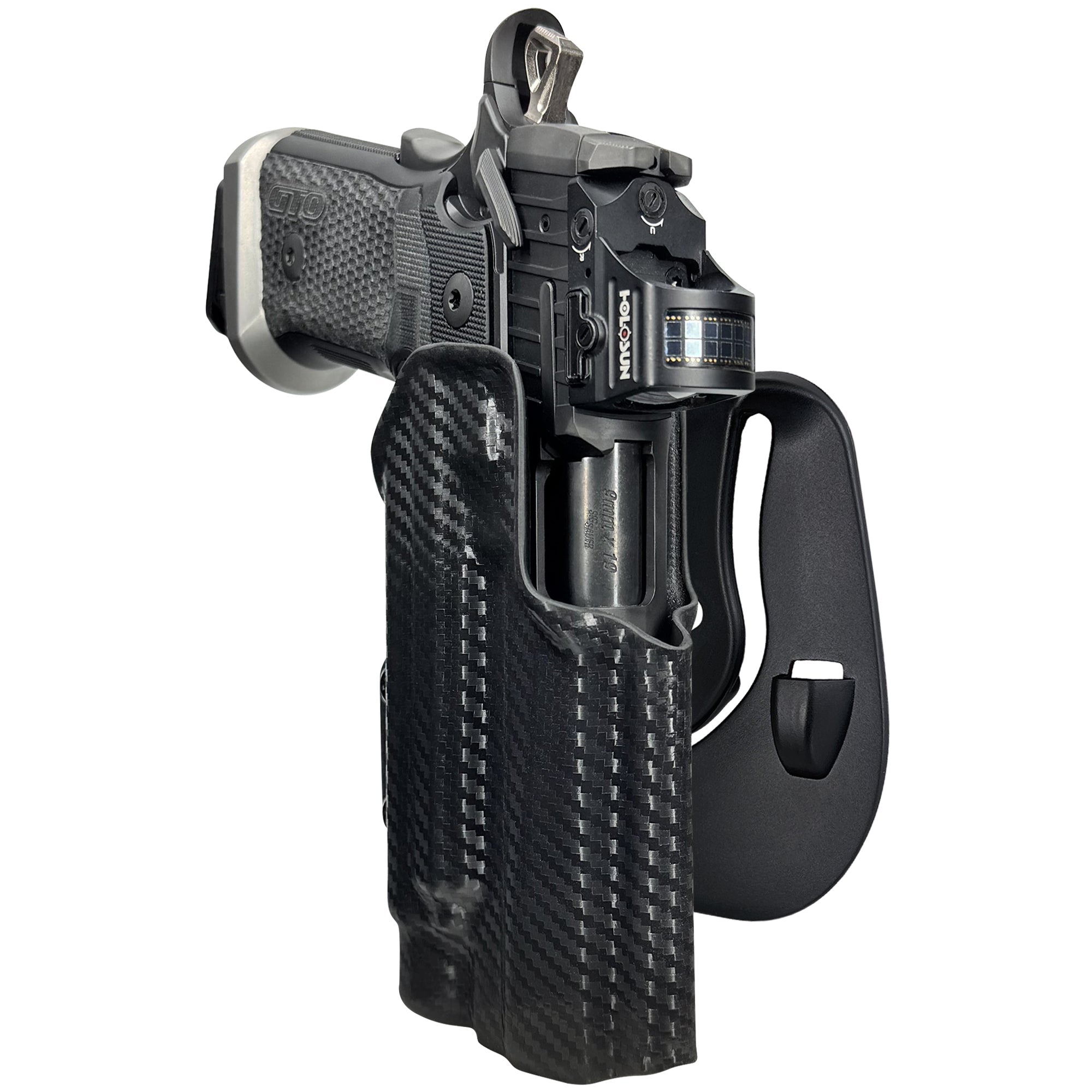 Sig P211-GTO w TLR1HLX OWB Paddle Holster in Carbon Fiber