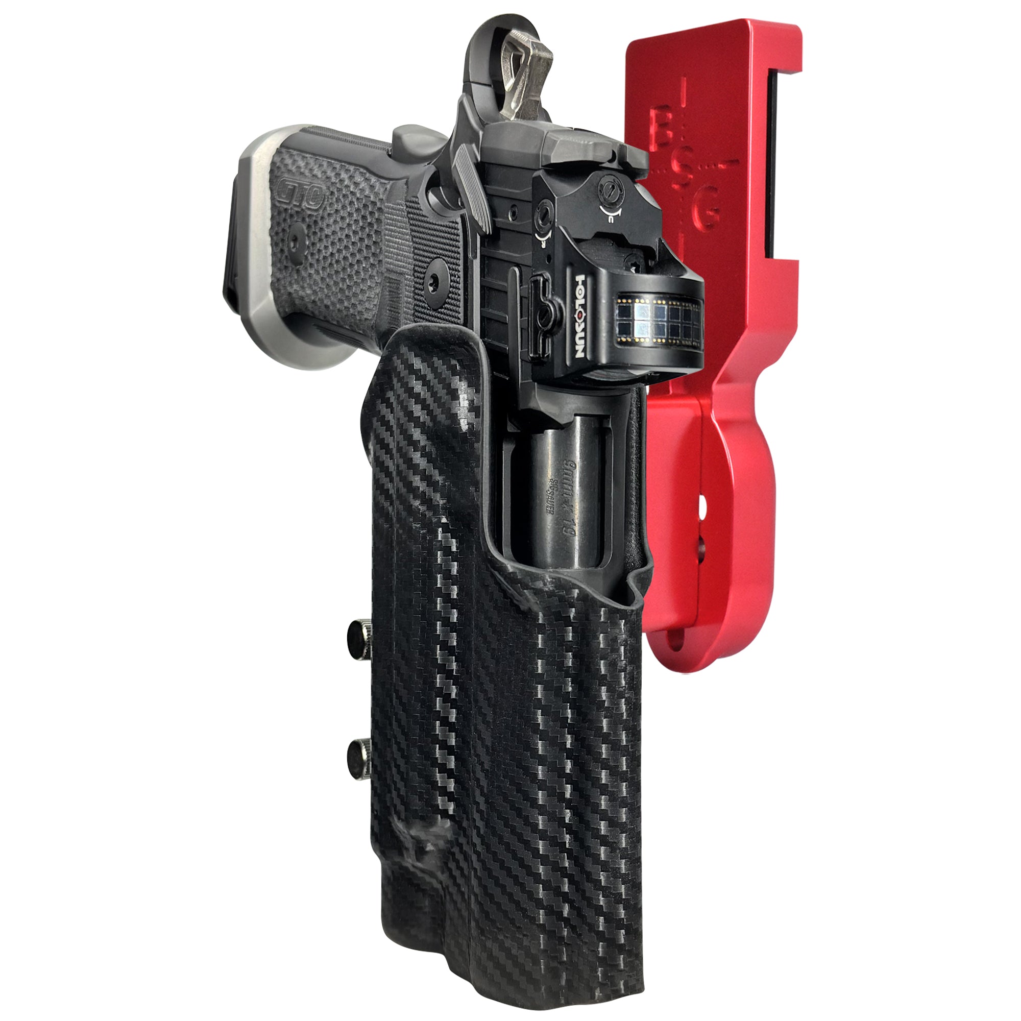 Sig P211-GTO w TLR1HLX Pro Heavy Duty Competition Holster in Red / Carbon Fiber