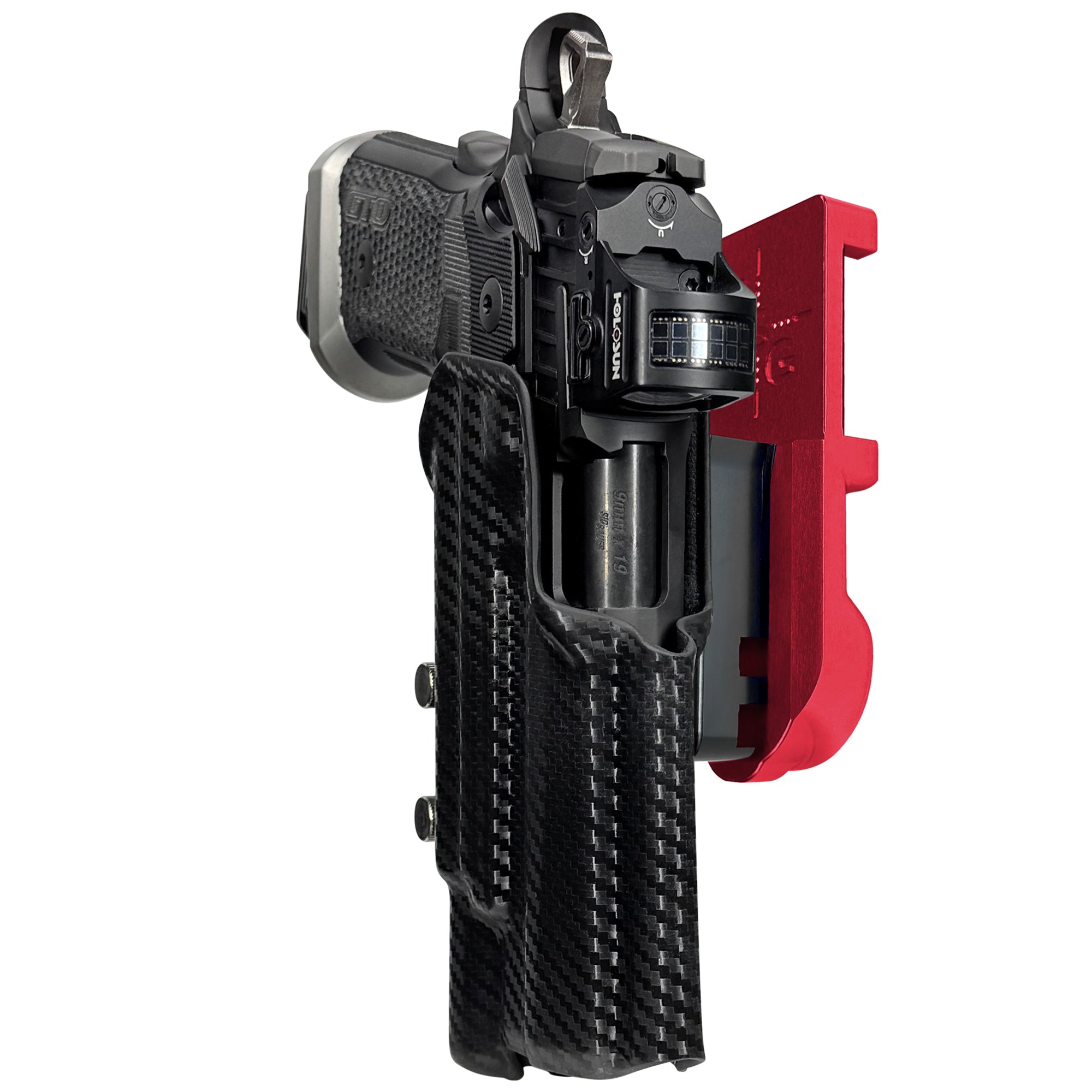 Sig P211 X300UA IPSC/USPA Quick Mount Holster with Red Belt Attachment, Carbon Fiber Holster Shell