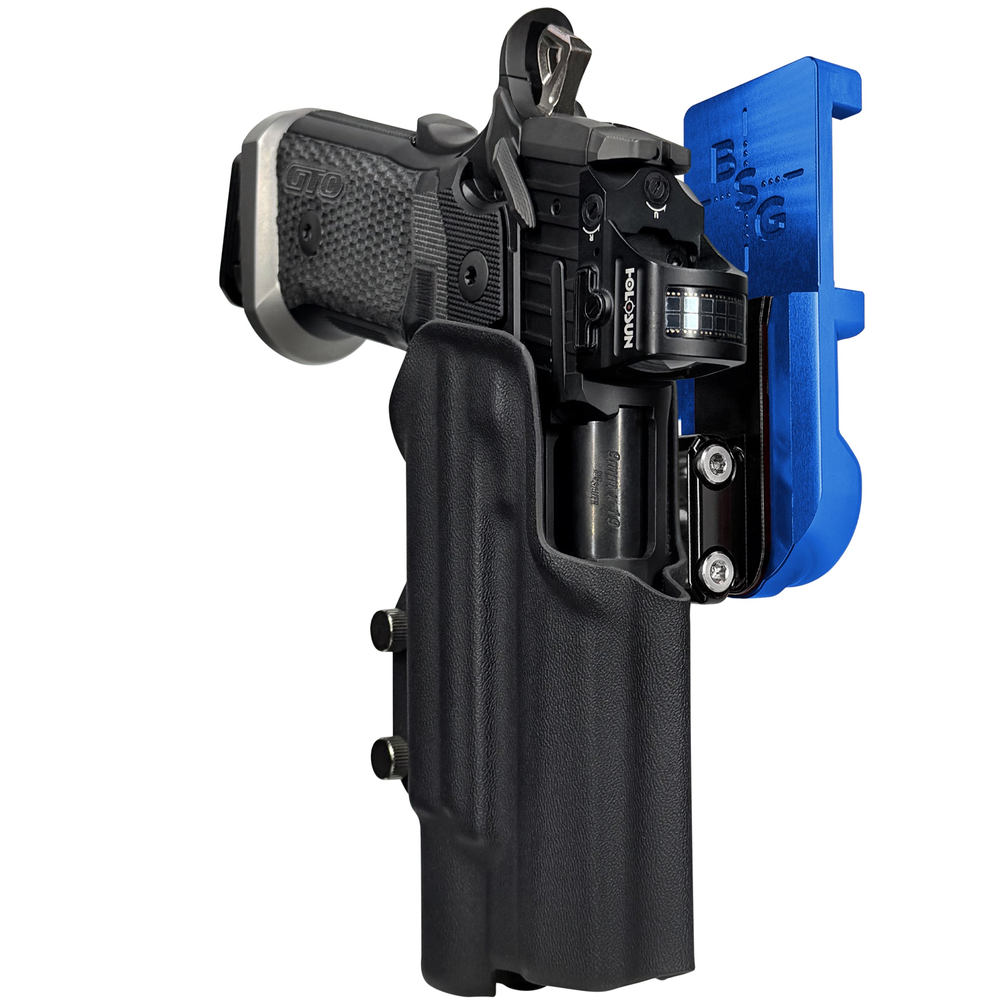 Sig P211 X300UA IPSC/USPA Quick Mount Ball Joint Holster with Blue Belt Attachment, Black Holster Shell