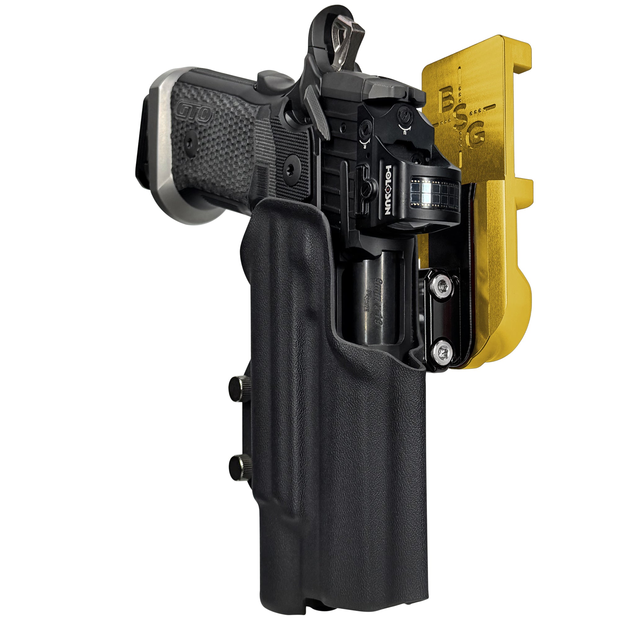 Sig P211 X300UA IPSC/USPA Quick Mount Ball Joint Holster with 24K Gold Belt Attachment, Black Holster Shell
