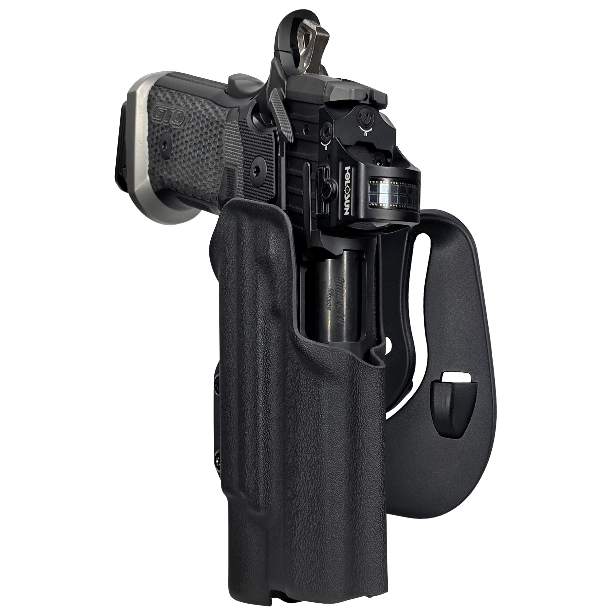 Sig P211 w X300U-A OWB Paddle Holster in Black