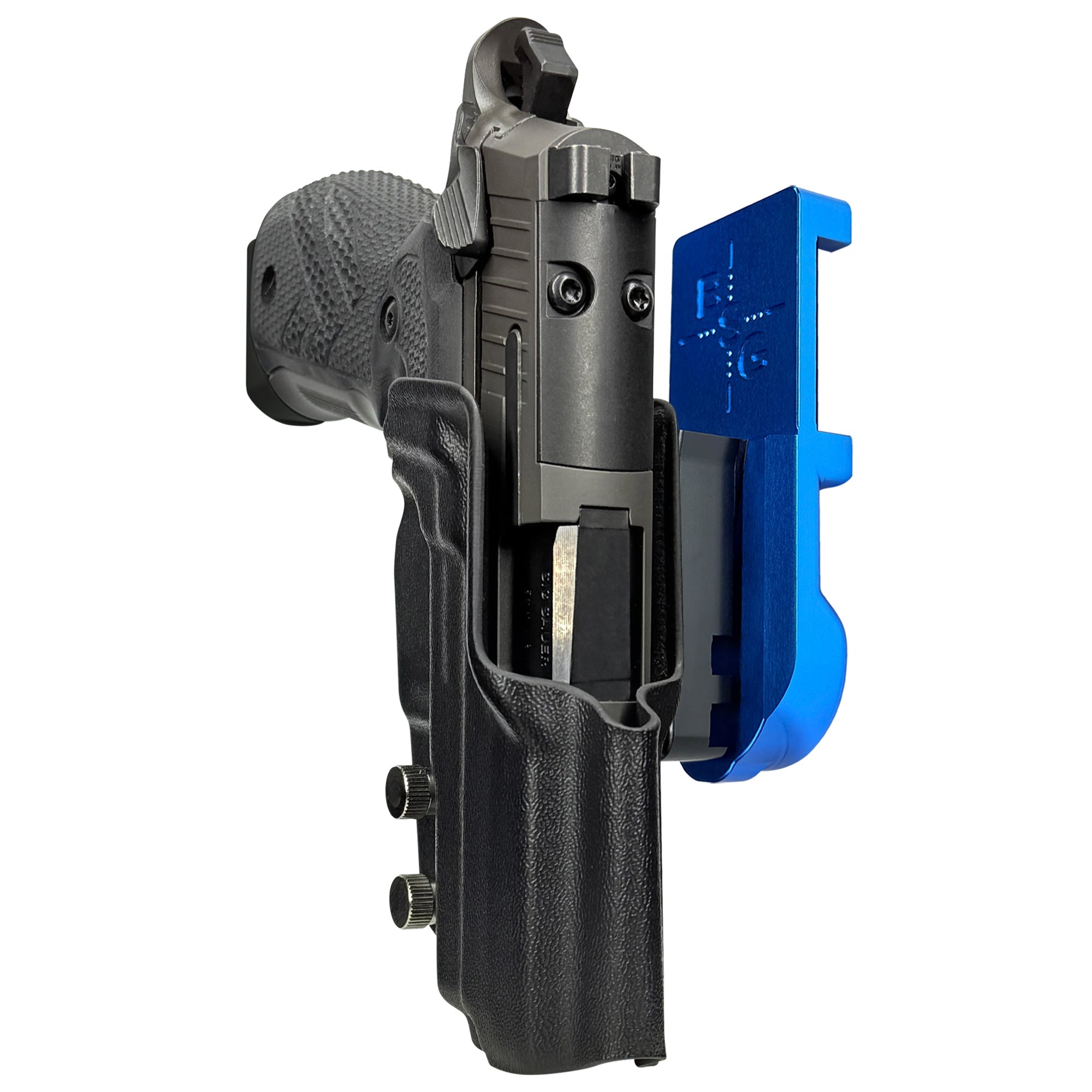 Sig P226 XCarry Legion IPSC/USPA Quick Mount Holster with Blue Belt Attachment, Black Holster Shell