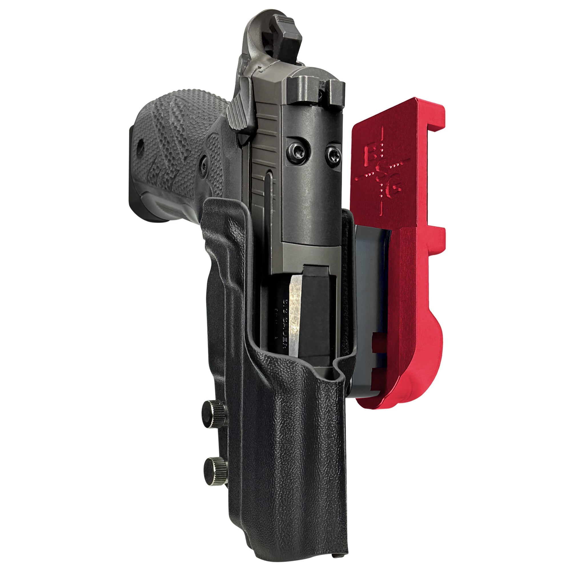 Sig P226 XCarry Legion IPSC/USPA Quick Mount Holster with Red Belt Attachment, Black Holster Shell